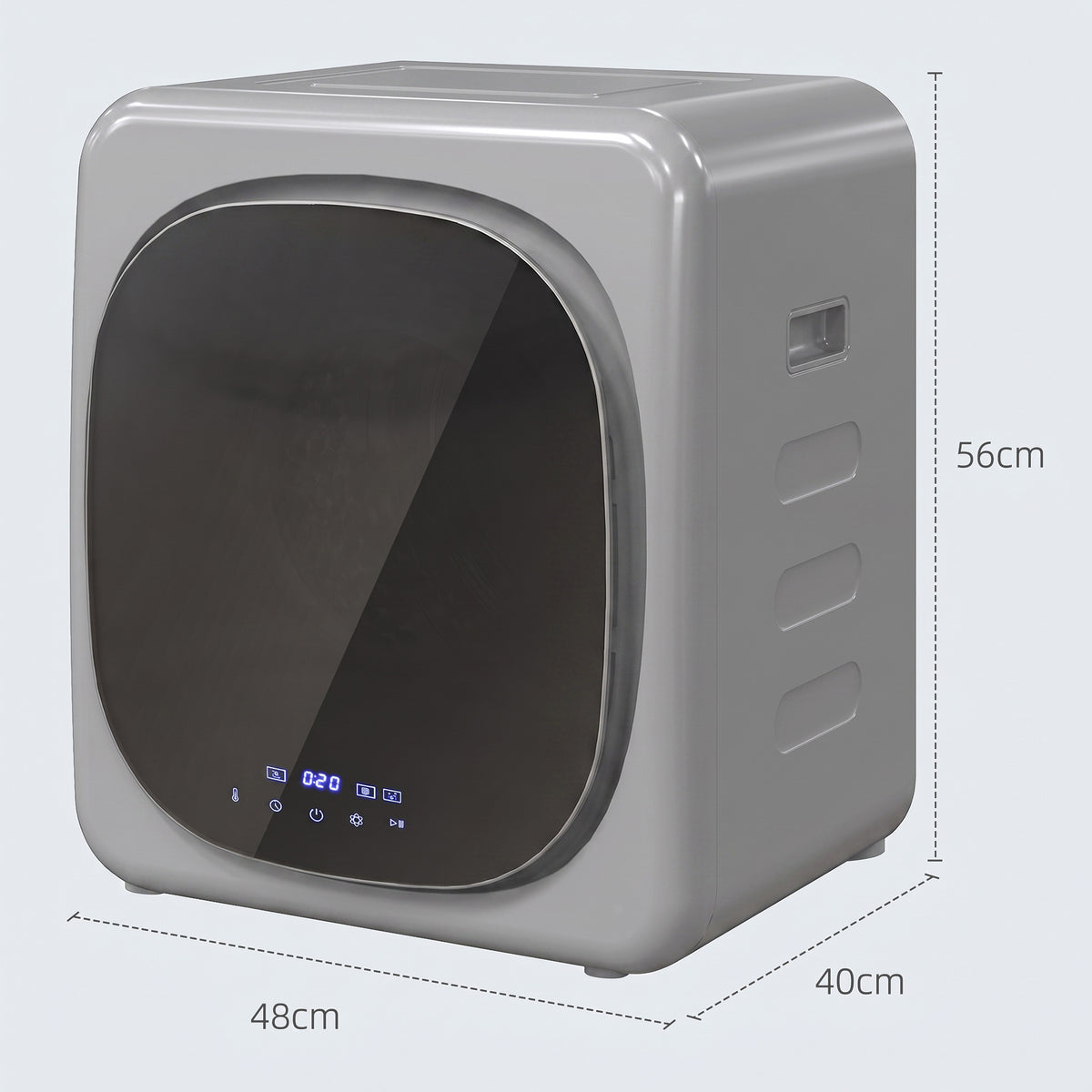 HOMCOM 2.5kg Vented Tumble Dryer with Smart Mode, 800W Compact Tumble Dryer with Stainless Steel Tub, Silver Tone