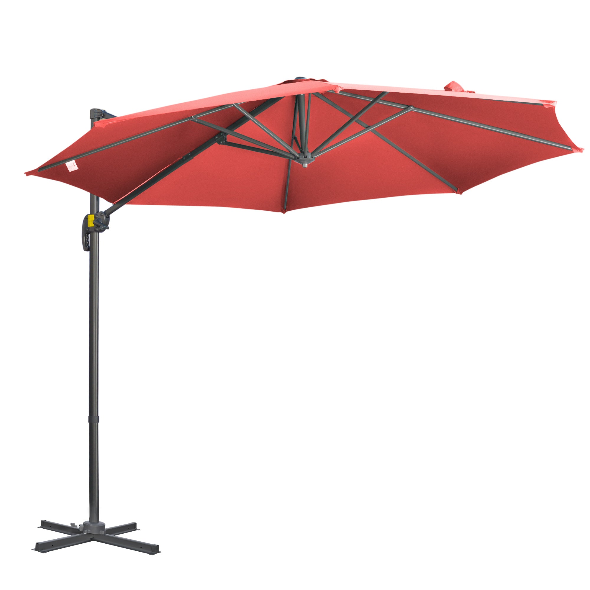 Outsunny 3 x 3(m) Cantilever Parasol with Cross Base Crank Handle - Wine Red - North Peak Garden Furniture