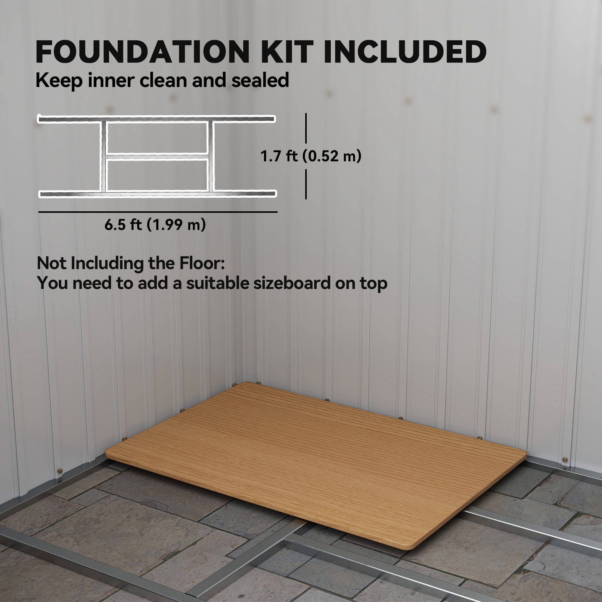 Outsunny 7 x 4ft Lean to Garden Shed with Foundation Kit, Double Door and Vents, Outdoor Metal Storage Shed for Equipment Tools, Green