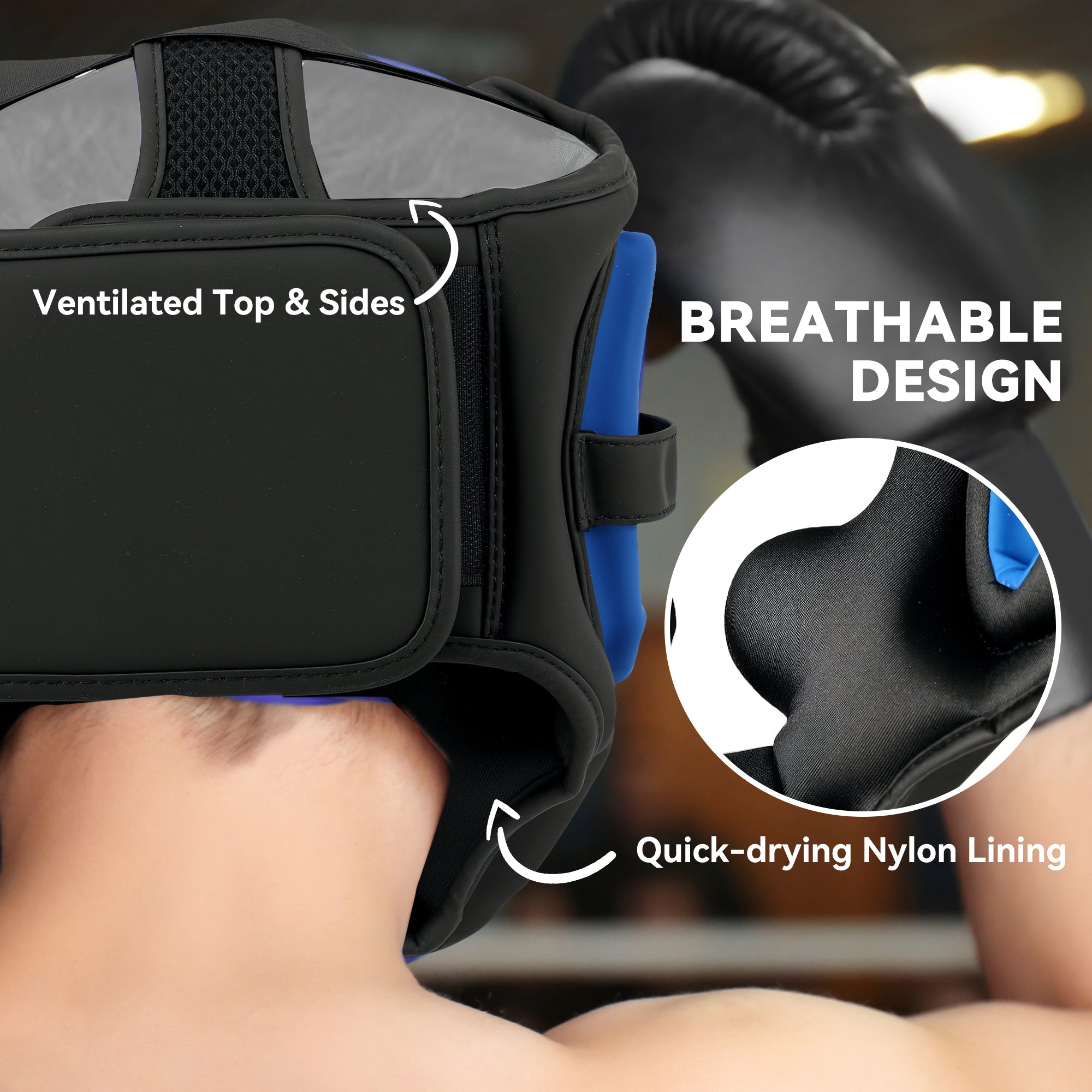 SPORTNOW Boxing Headguard, Boxing Headgear Helmet with Adjustable Strap for Full Face Protection for Kickboxing Sparring Martial Arts Karate Taekwondo, Blue - North Peak Garden Furniture