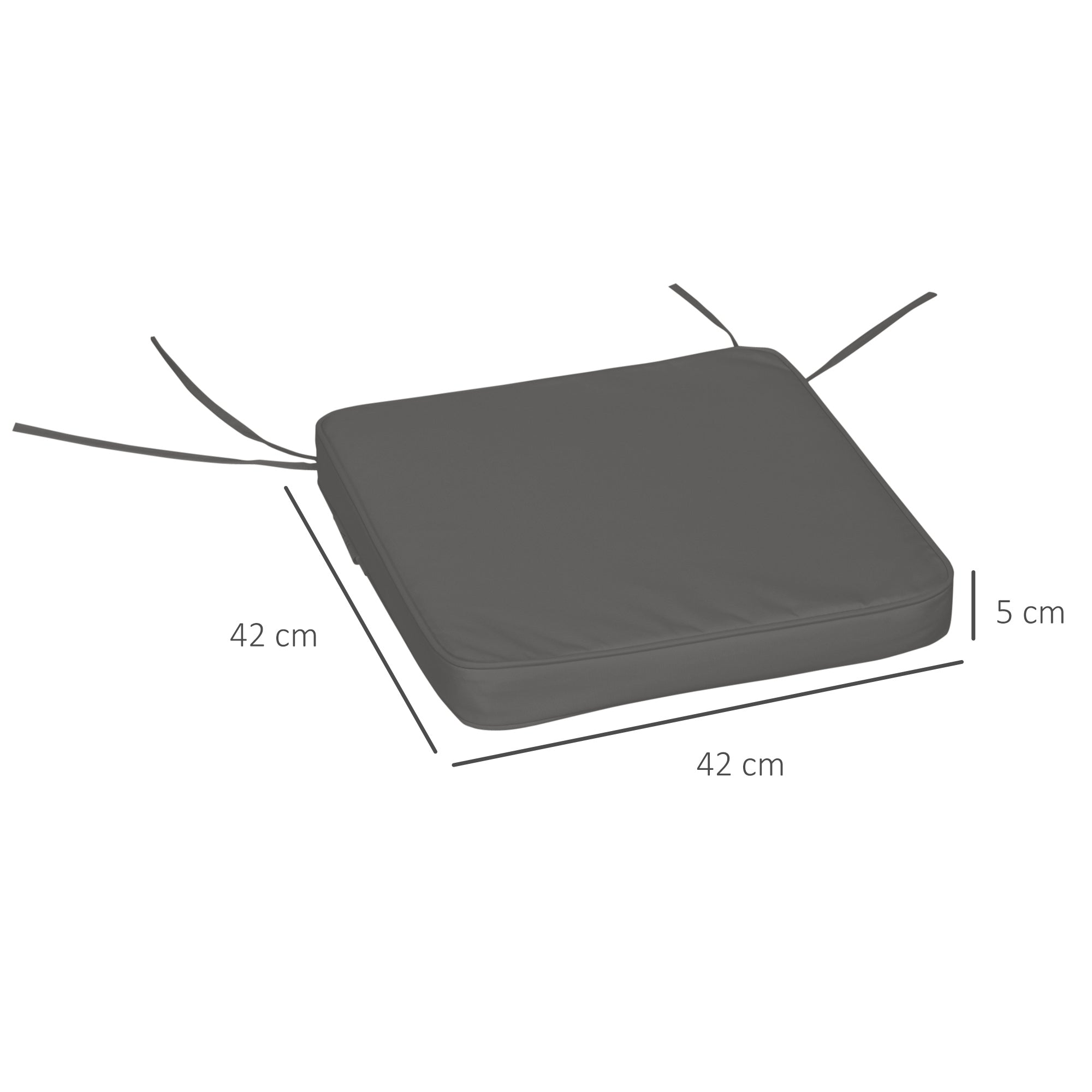 Outsunny Set of 6 Pcs Chair Cushion, 42Lx42Wx5T cm-Grey - North Peak Garden Furniture