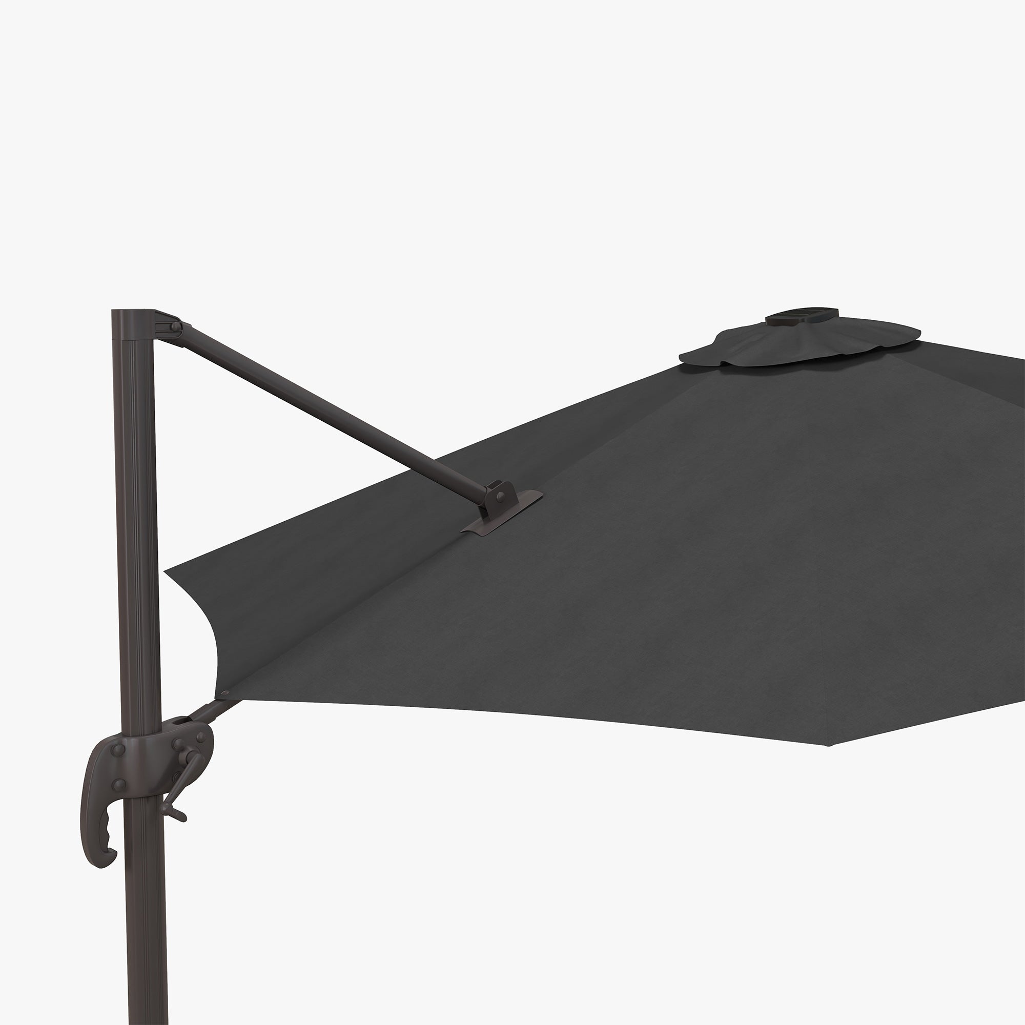 Outsunny Cantilever Parasol, with LED Lights and Cross Base - Dark Grey