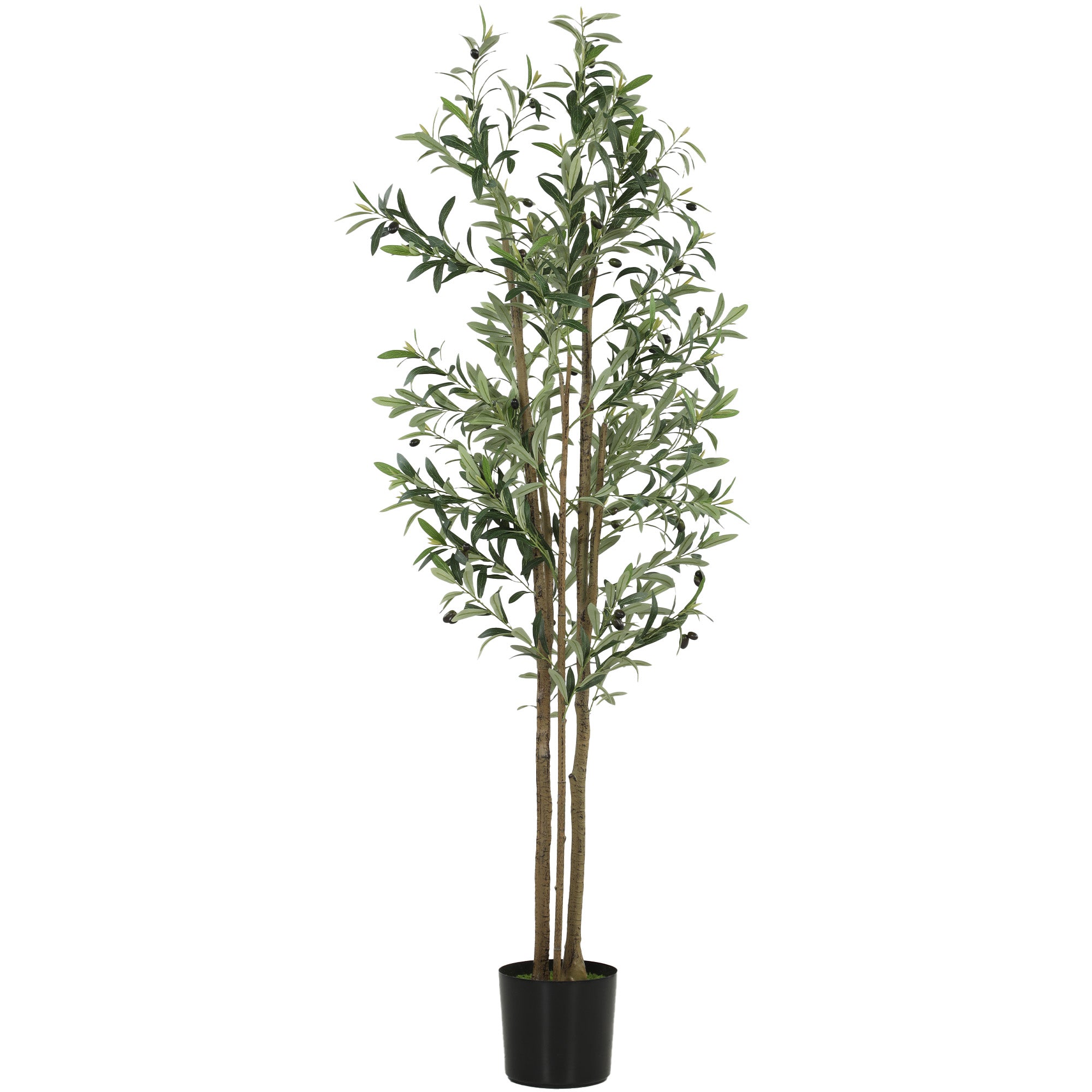 HOMCOM Decorative Artificial Plant, 175 cm Silk Olive Tree with 787 Leaves in Cement Pot, Fake Plant