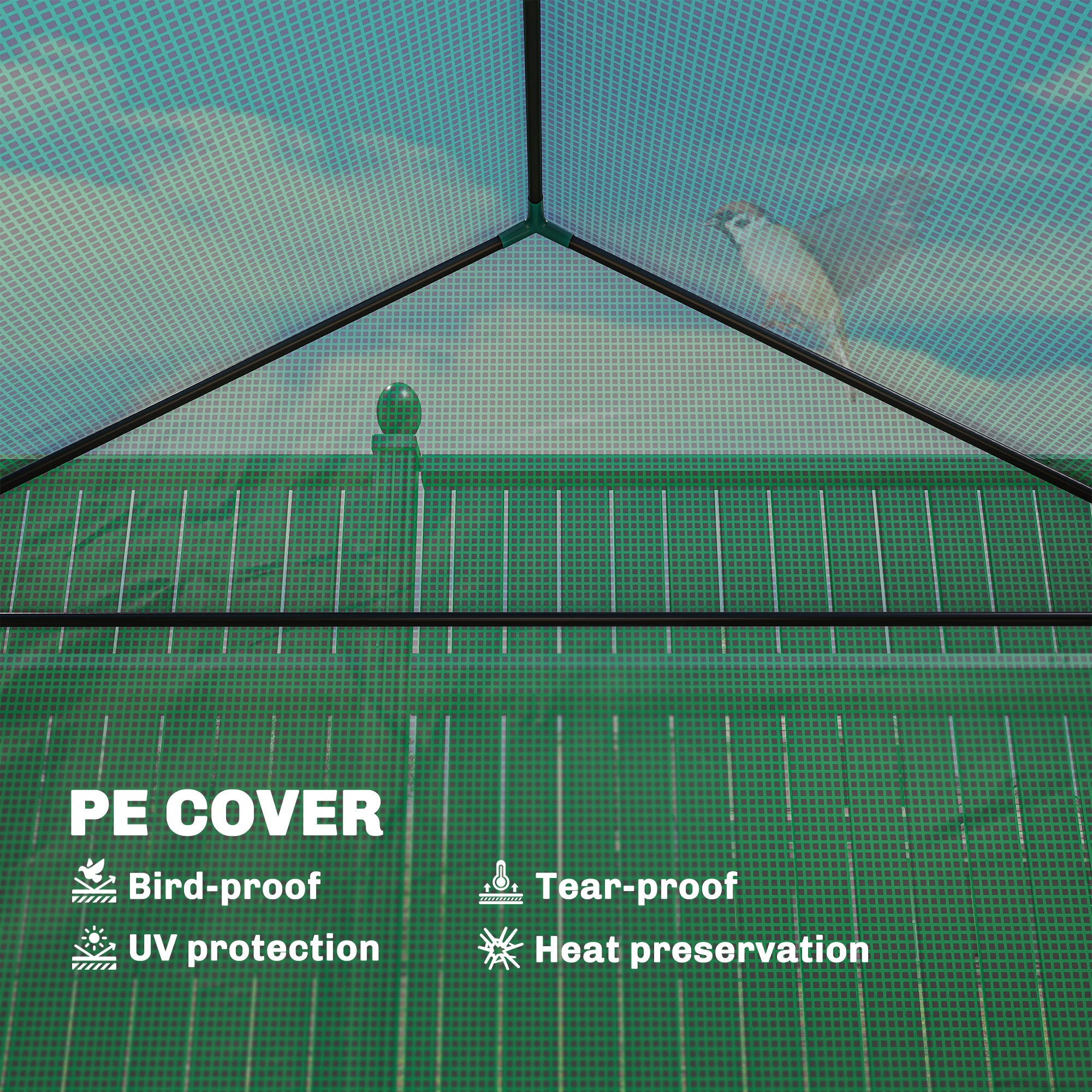 Outsunny Mini Greenhouse with Raised Garden Bed, Galvanised Walk-in Greenhouse with Roll Up Windows, 56" x 56" x 75", Green