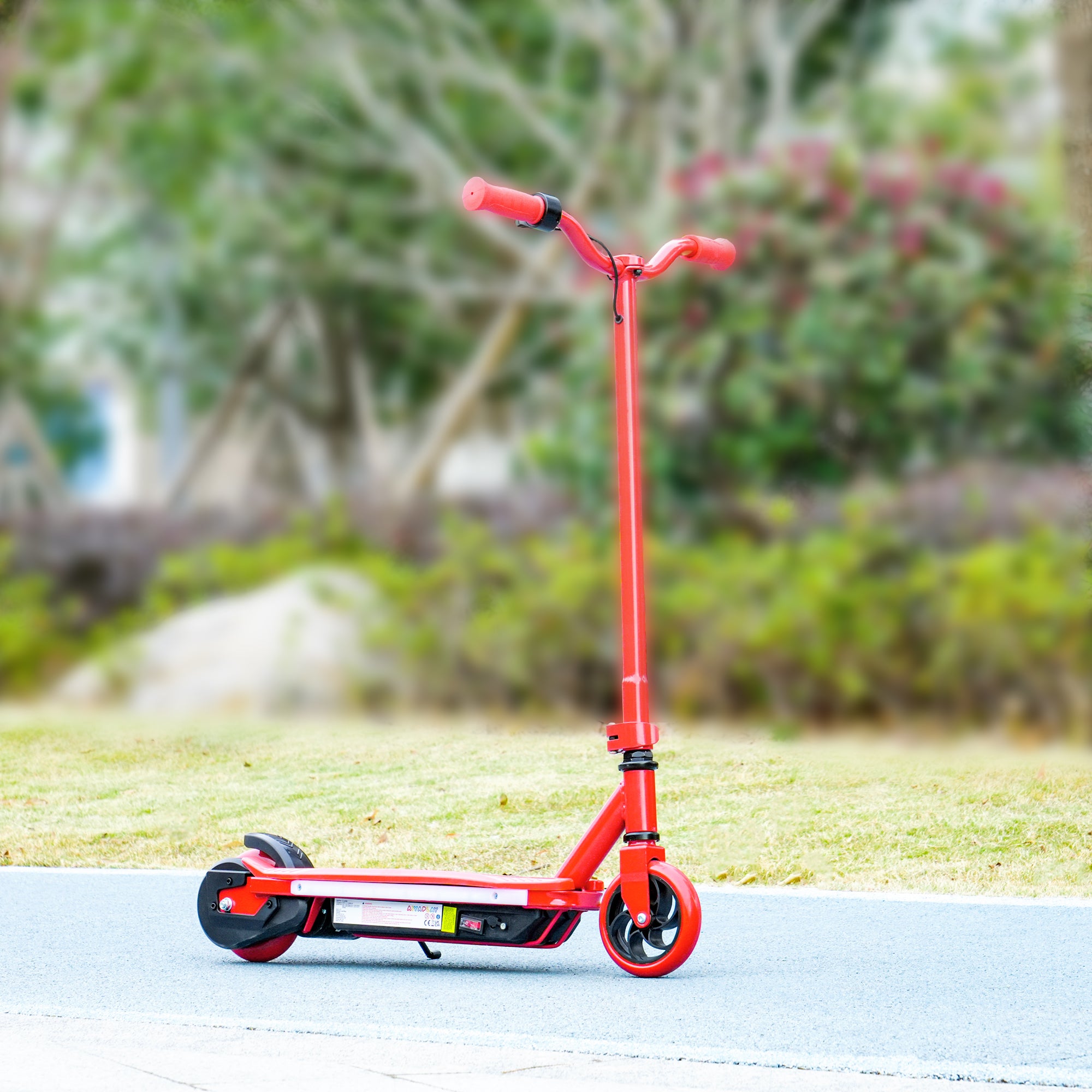 AIYAPLAY Electric Scooter for Ages 6-14, with Colourful Light and Electric Brake, Electric Scooter E Scooter, Up to 10 KM/H & 8 KM, Red - North Peak Garden Furniture