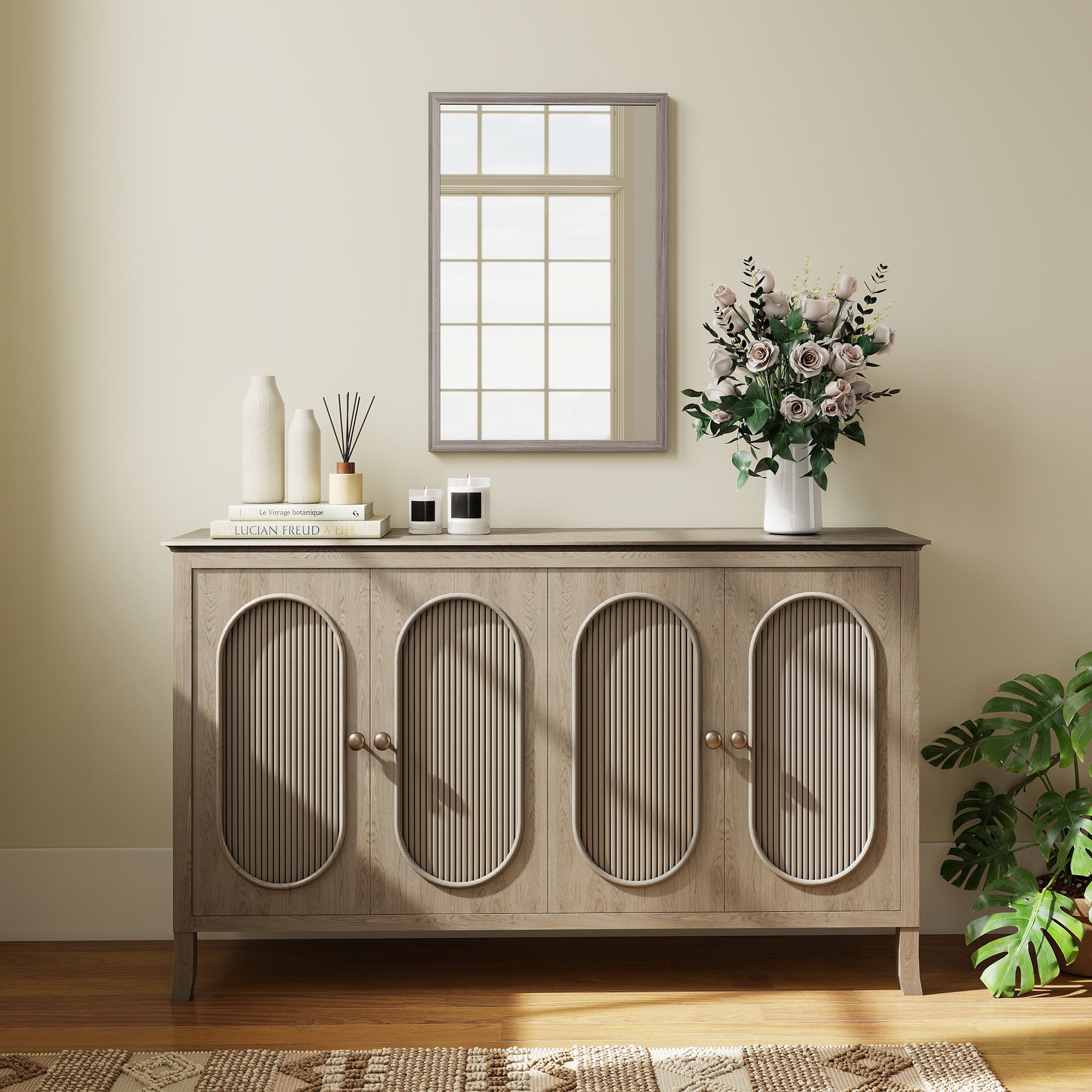 HOMCOM Wall Bathroom Mirror, 40 x 60 cm Wall-Mounted Mirror for Living Room, Bedroom, Hallway, Grey