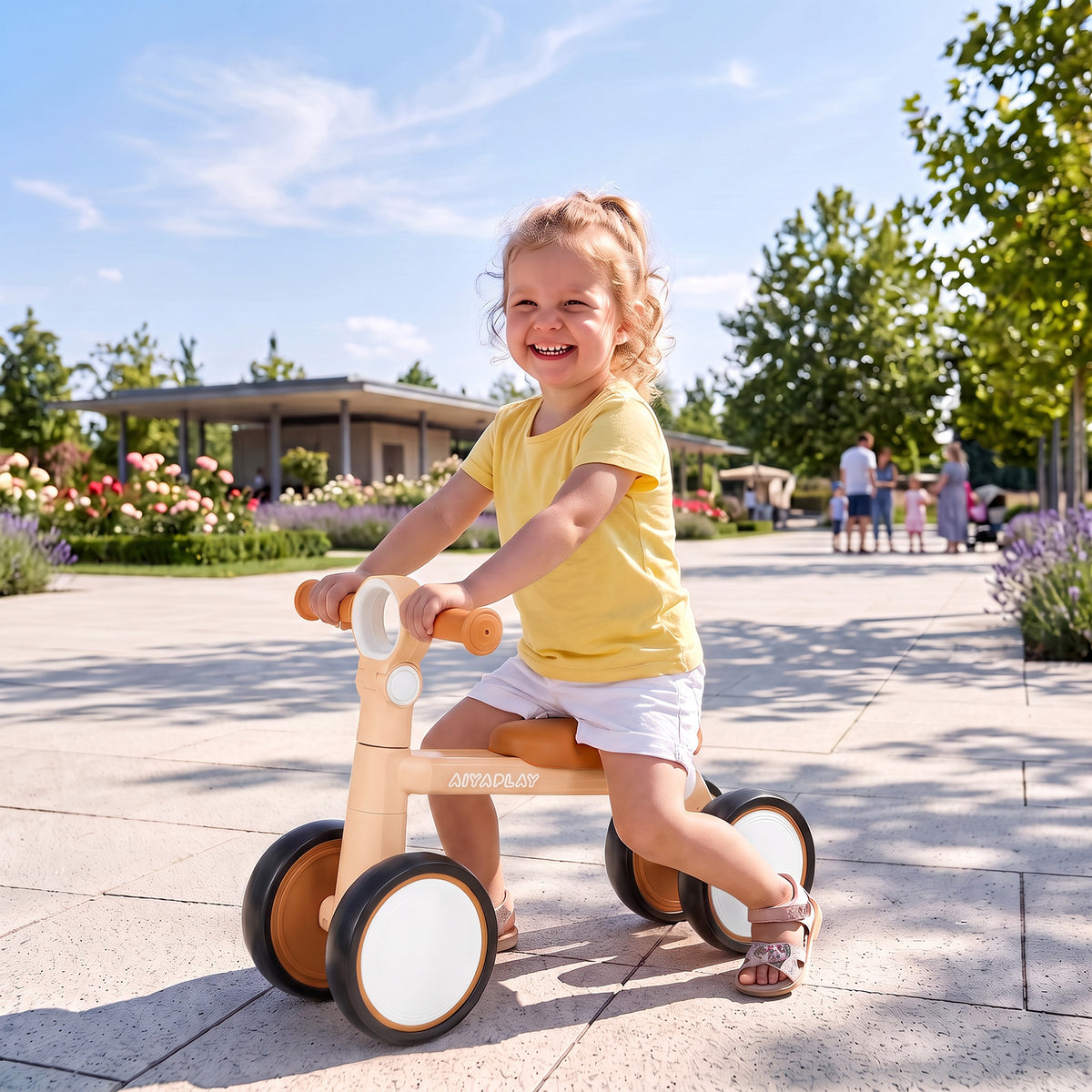 AIYAPLAY Balance Bike, Lightweight Baby Balance Bike with Foldable Design, Adjustable Seat, No Pedal for 1–2 Years, Pink