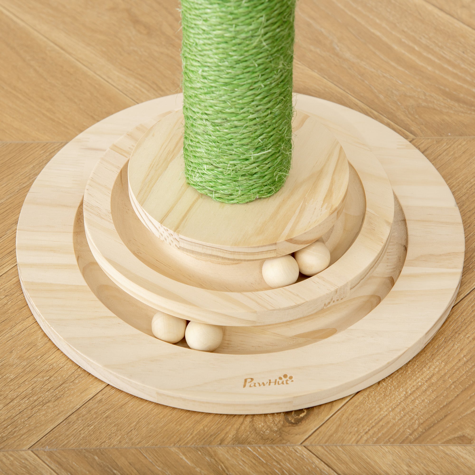 PawHut Cat Tree Cactus Sisal Scratching Post for Indoor Cats Play Tower Kitten Furniture with Hanging Ball Interactive Fun Roller Exerciser 32 x 32 x 60cm - North Peak Garden Furniture