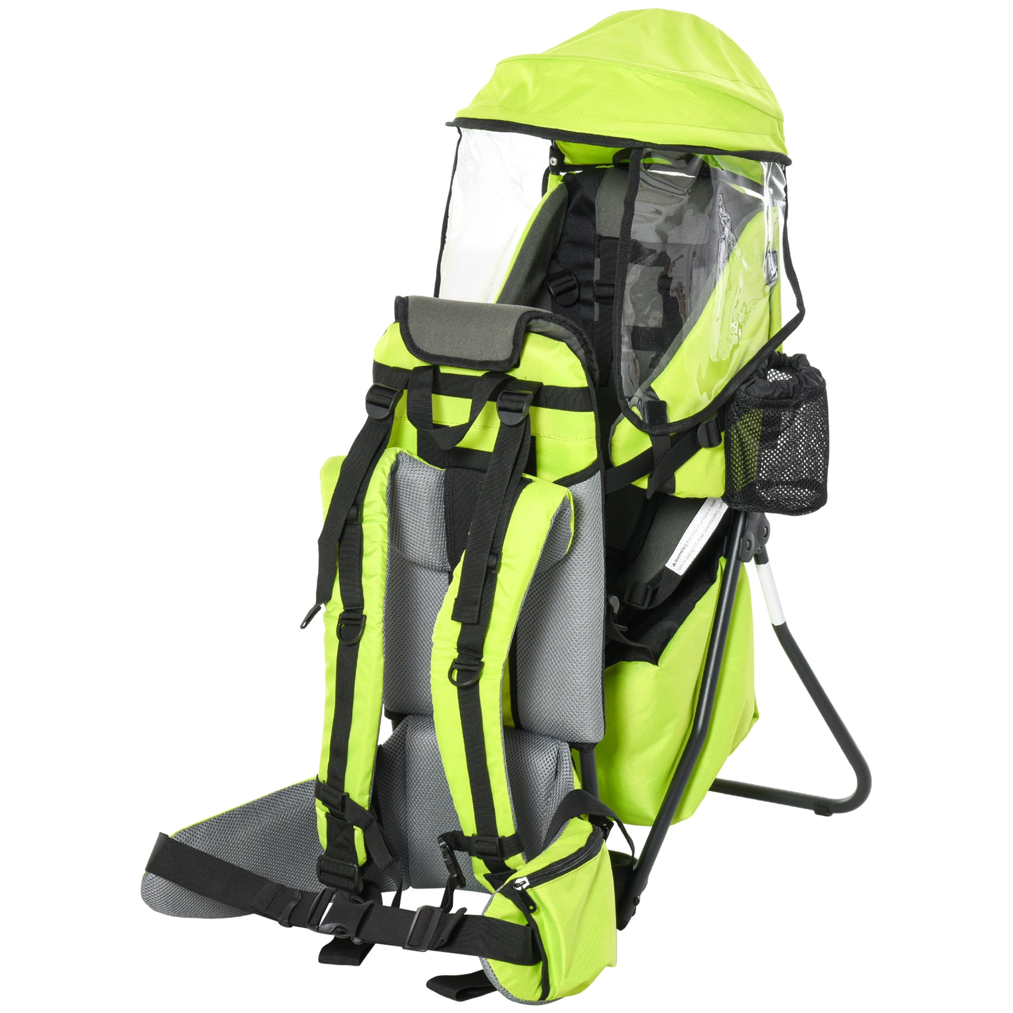 HOMCOM Baby Hiking Backpack Carrier Child Carrier with Ergonomic Hip Seat Detachable Rain Cover Adjustable Straps Stand for Toddler 6 - 36 Months Green - North Peak Garden Furniture