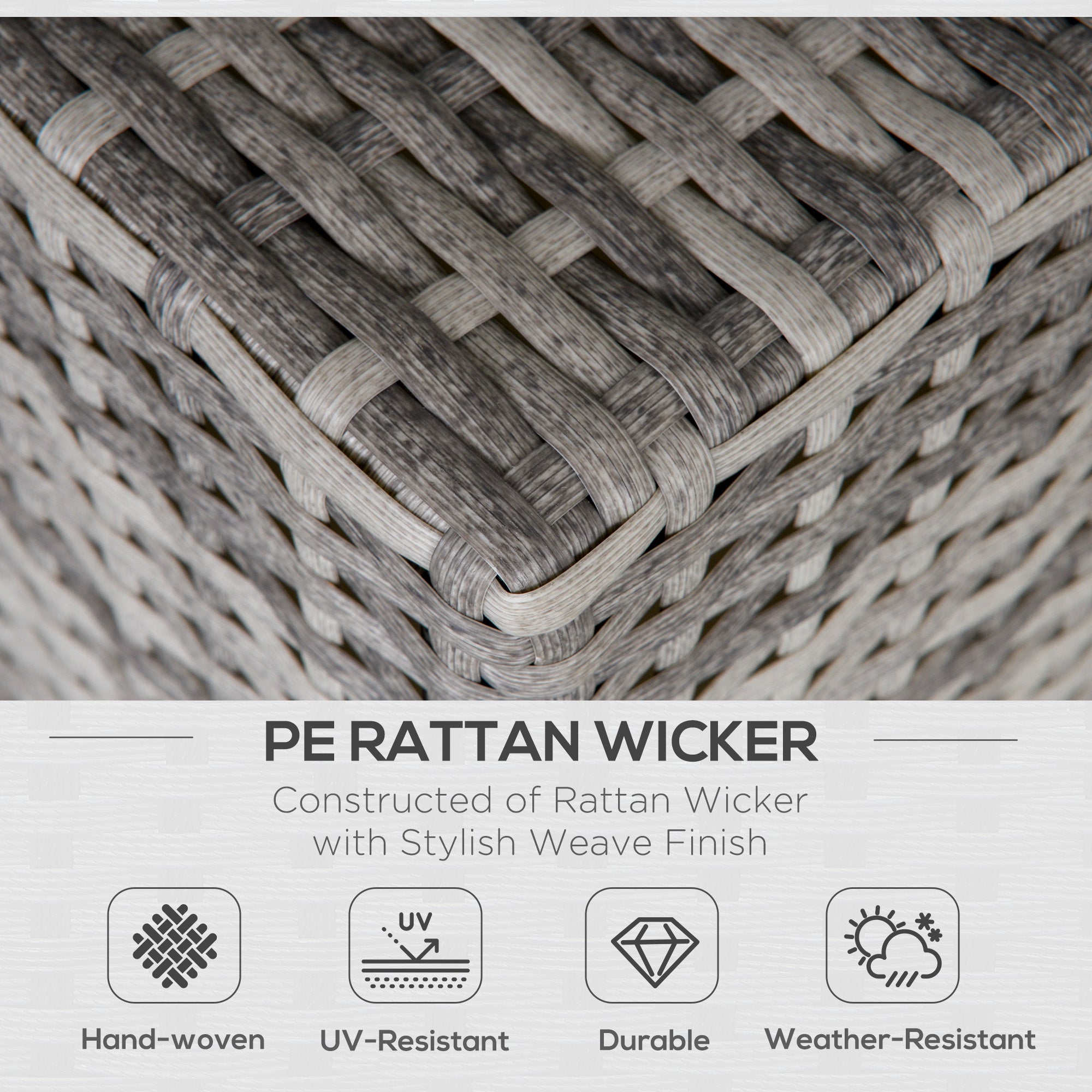 Outsunny Outdoor PE Rattan Furniture with Cushions, Garden Armless Chair with Adjustable Footpads and Back Support Cushion, for Garden, Yard, Terrace, Light Grey - North Peak Garden Furniture