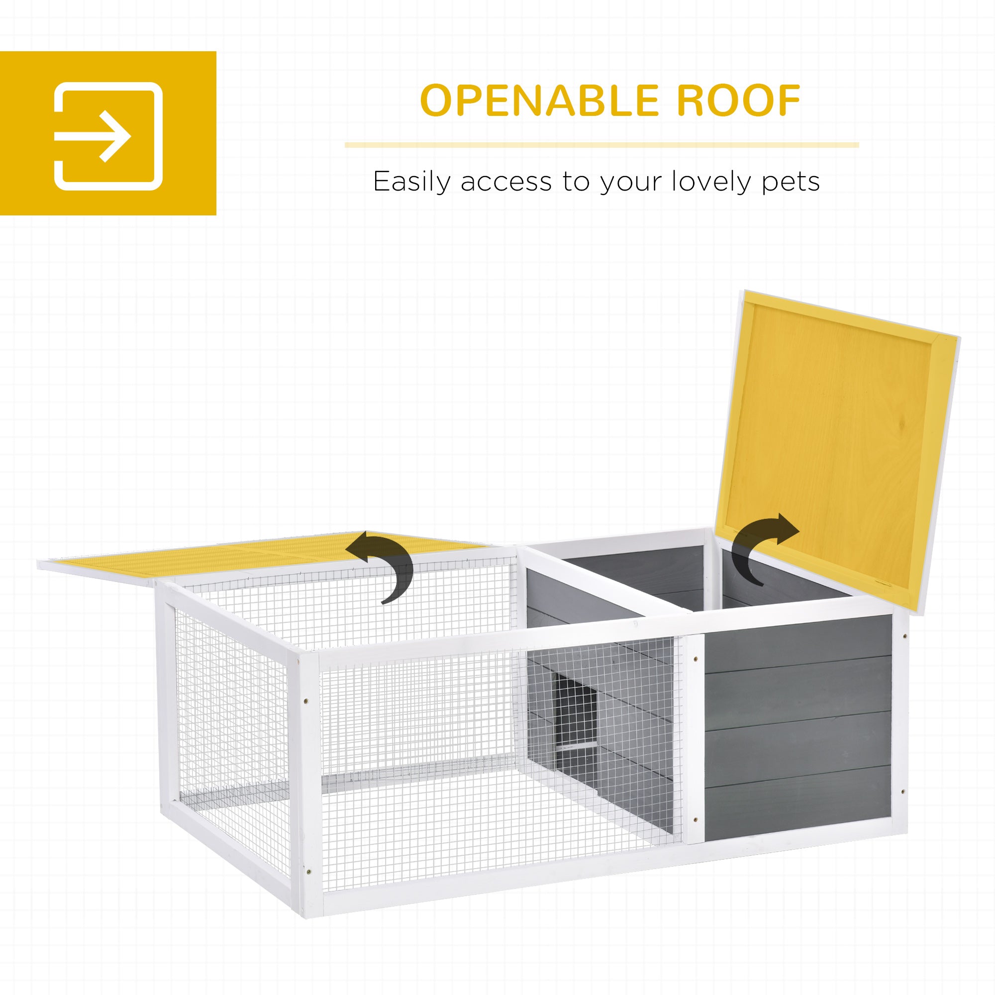 PawHut Rabbit Hutch Guinea Pig Hutch Wooden Small Animal Cage Rabbit Run Duck House with Openable Roof for Indoor Outdoor 115 x 66 x 47.5 cm - North Peak Garden Furniture