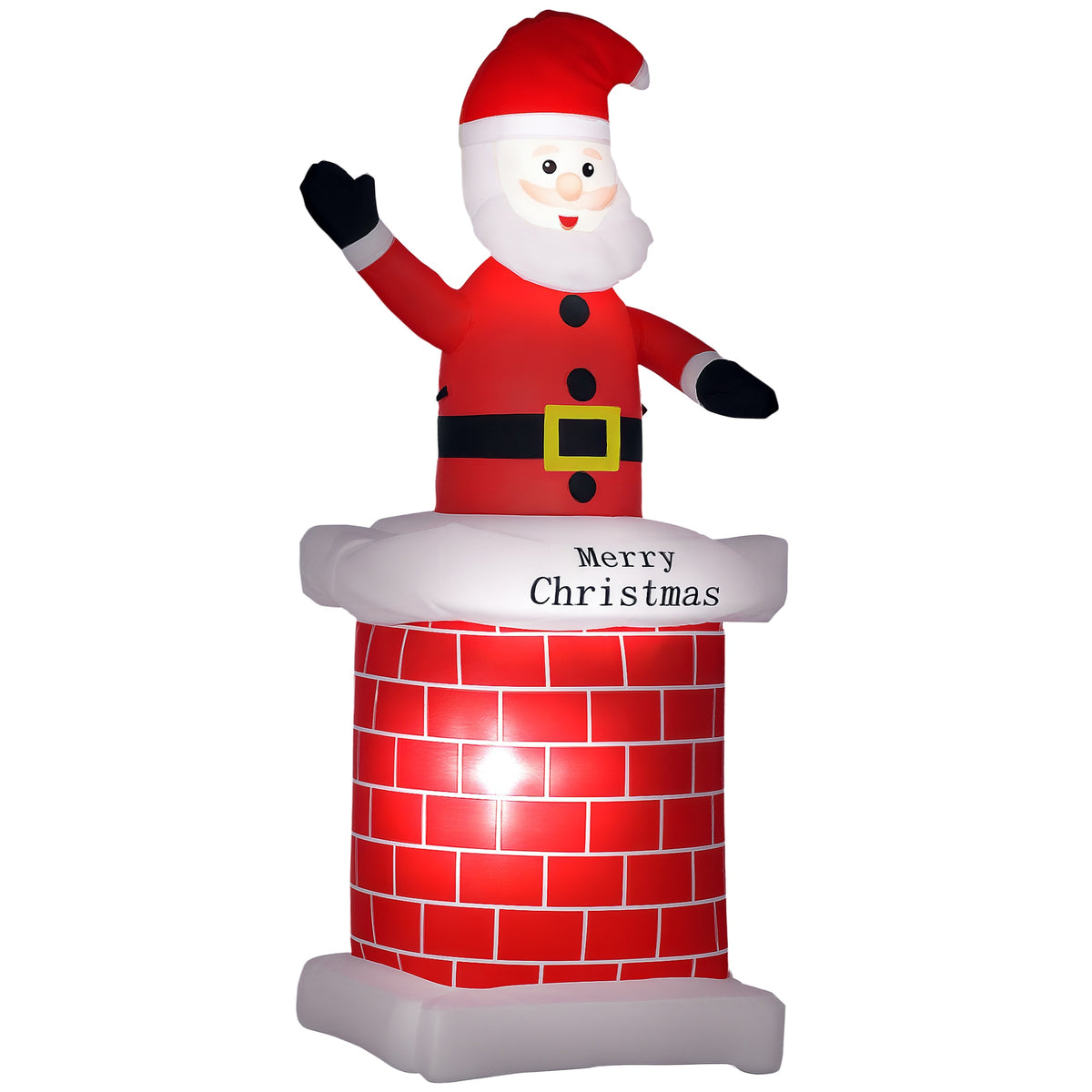 HOMCOM 7ft Christmas Inflatable Santa Claus from Chimney, Blow-Up Outdoor LED Garden Display for Lawn, Party