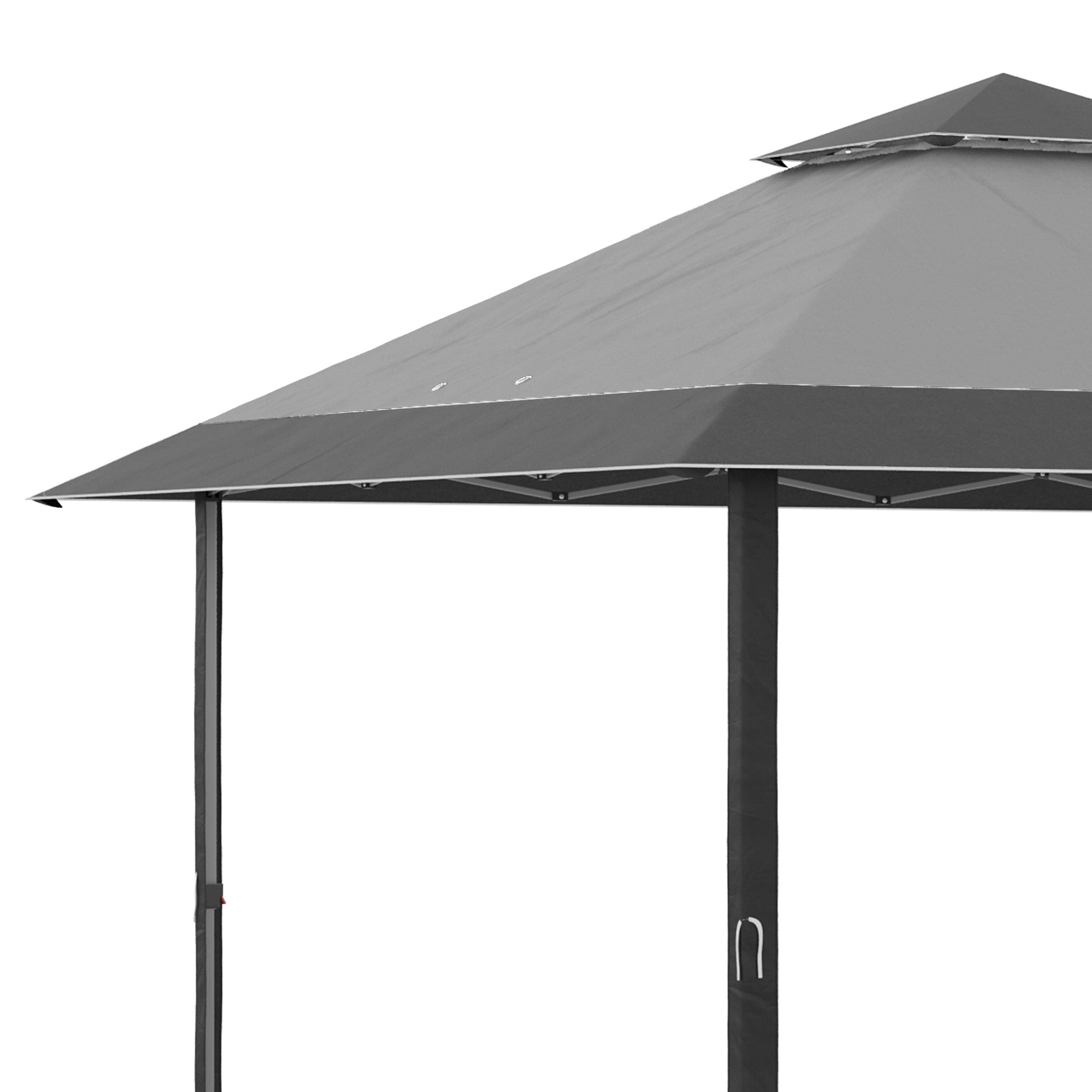 Outsunny 4 x 4m Pop-up Gazebo Double Roof Canopy Tent with UV Proof, Roller Bag & Adjustable Legs Outdoor Party, Steel Frame, Grey - North Peak Garden Furniture