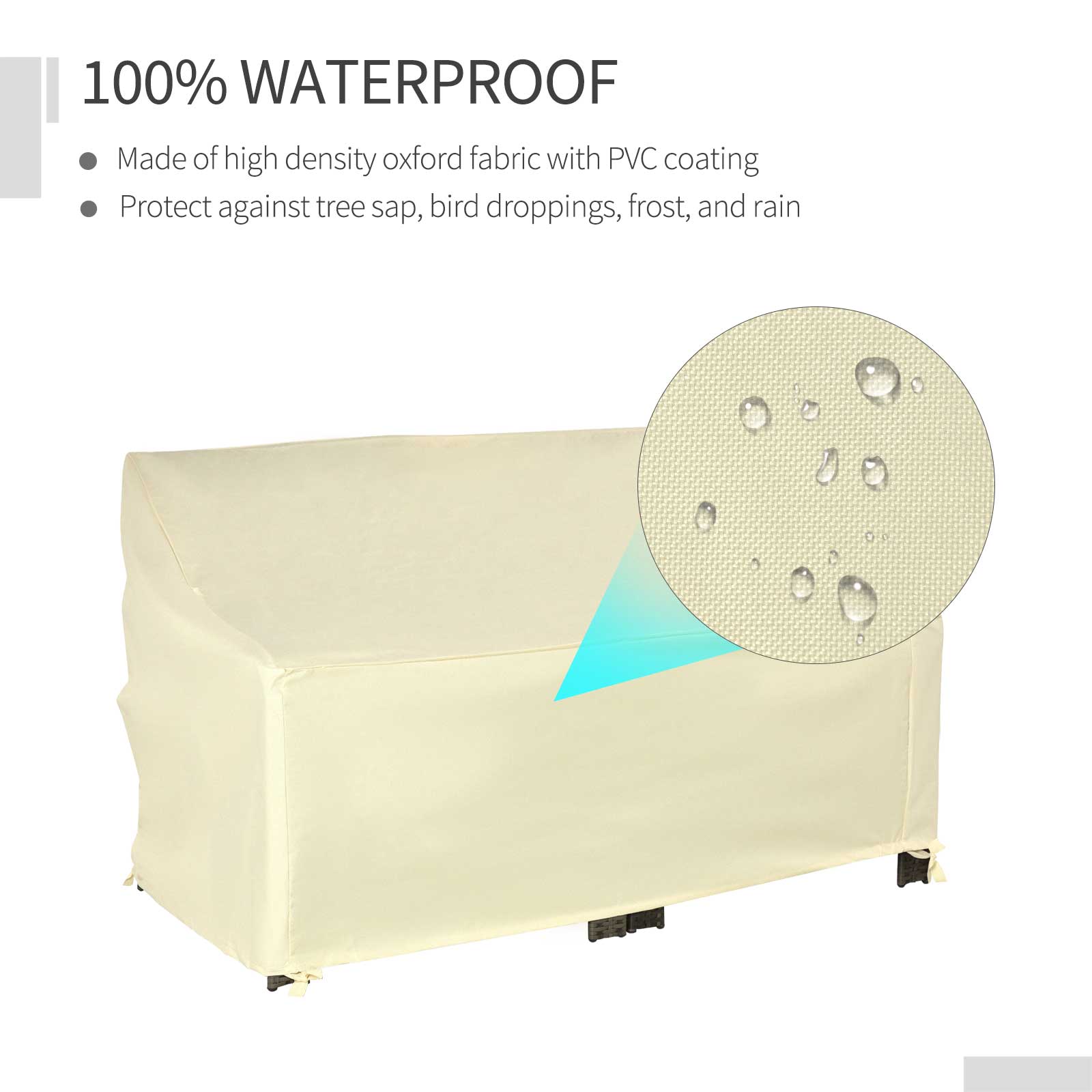 Outsunny 600D Oxford Patio Set Cover Outdoor Garden Rattan Furniture Protection Cover Protector Waterproof Anti-UV, 140x84x94cm - North Peak Garden Furniture
