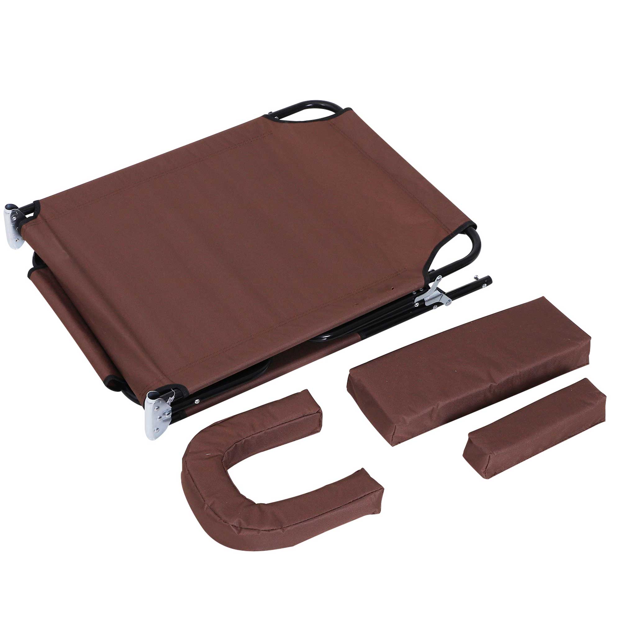 Outsunny Folding Sun Lounger with Face Hole, 4-Position Adjustable Backrest Garden Recliner Chair Sunbed, Outdoor Lounge Chair with 600 D Oxford Cloth Seat, Pillow for Beach, Brown