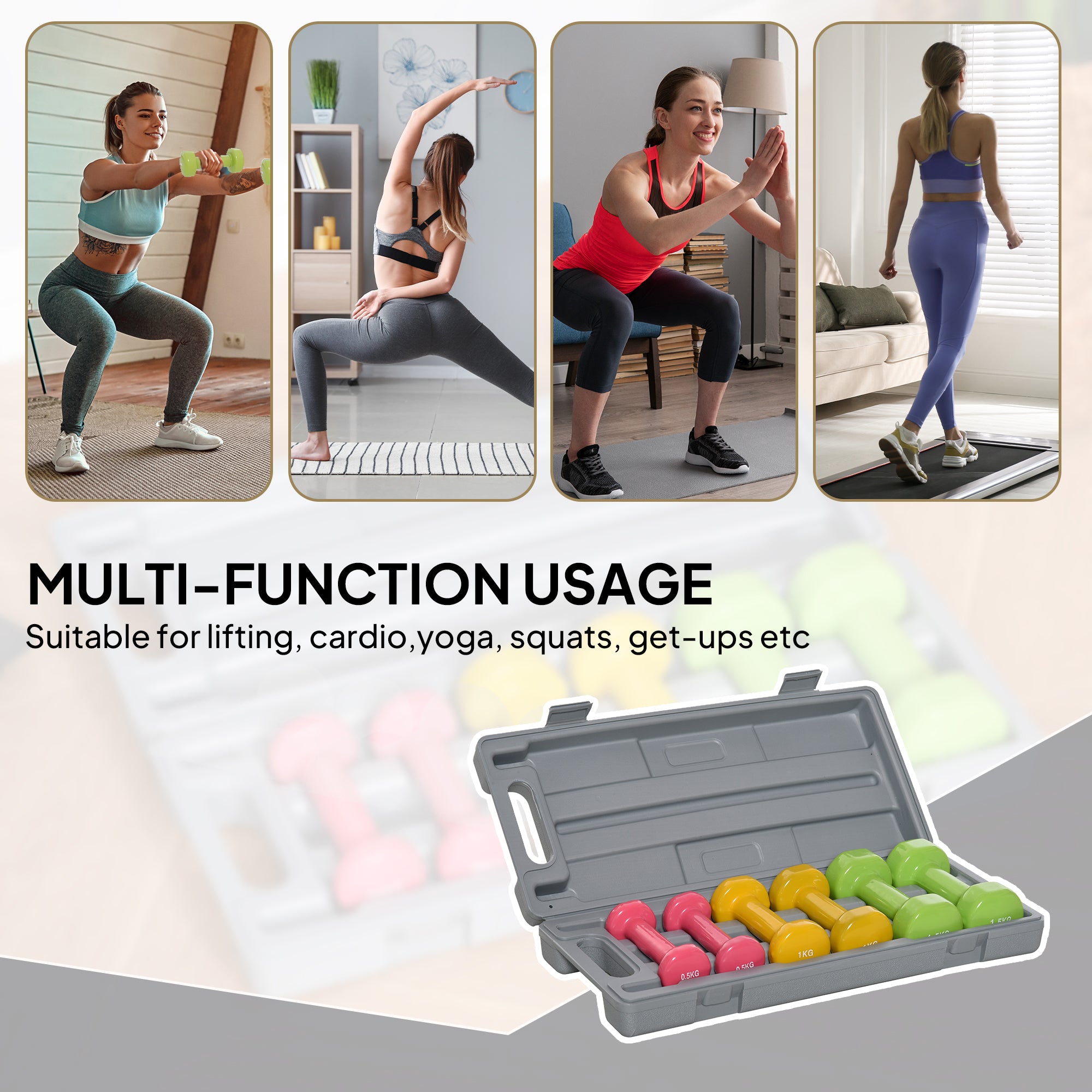 HOMCOM 6Kg Dumbbell Set, Fitness Weight Set for Men and Women, Home Gym Workout