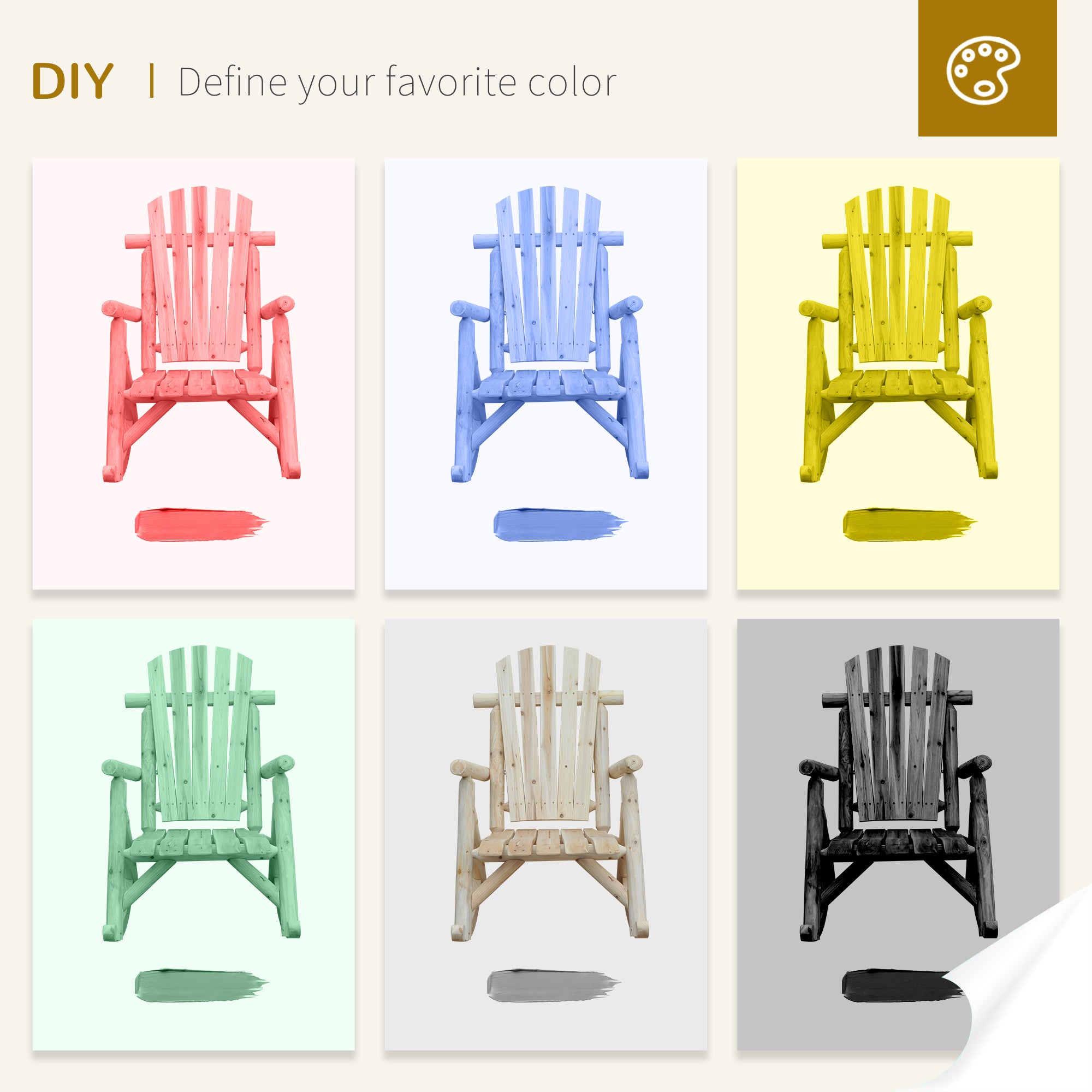 Outsunny Adirondack Chair Cedar Wood Ergonomic Rocking Chair Porch Rocker Garden Traditional - Burlywood - North Peak Garden Furniture