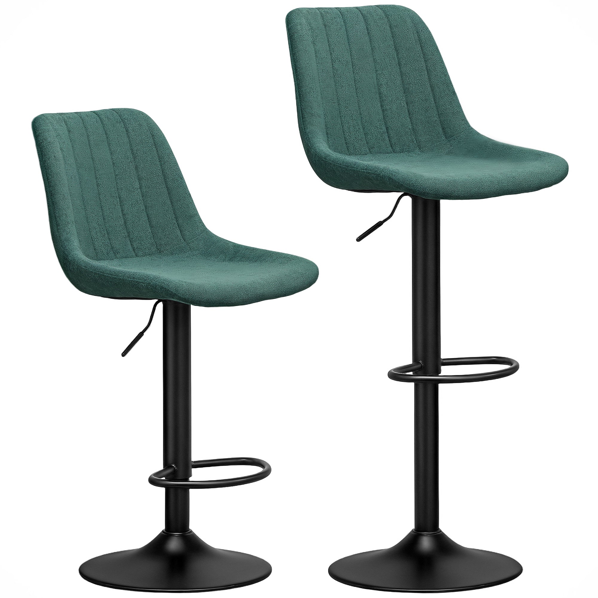 HOMCOM Set of Two Chenille-Feel Tub Bat Stools - Green - North Peak Garden Furniture