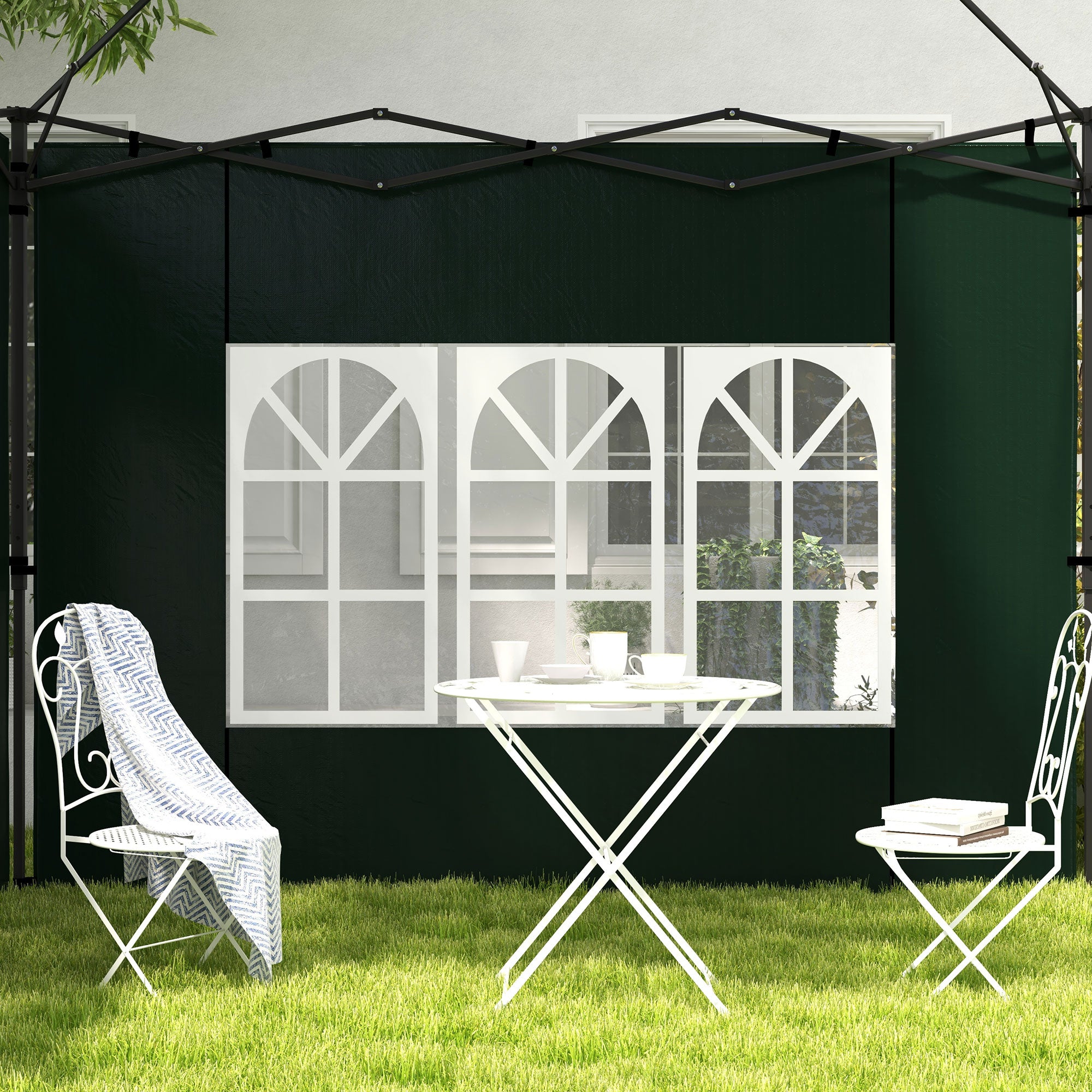 Outsunny Set of Two 3 x 3m Gazebo Frame Replacement Walls - Green - North Peak Garden Furniture