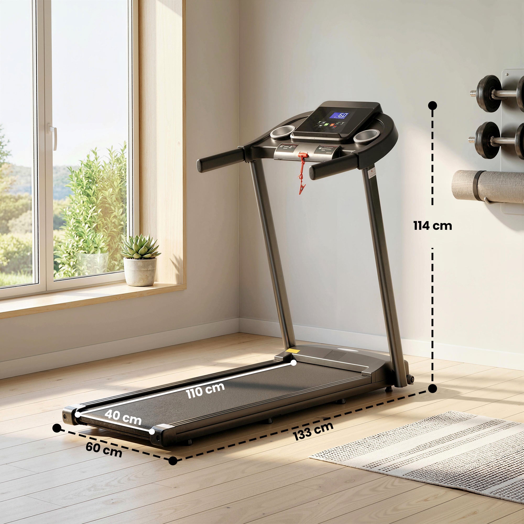HOMCOM Treadmill Electric Motorised Running Machine w/ LED Display