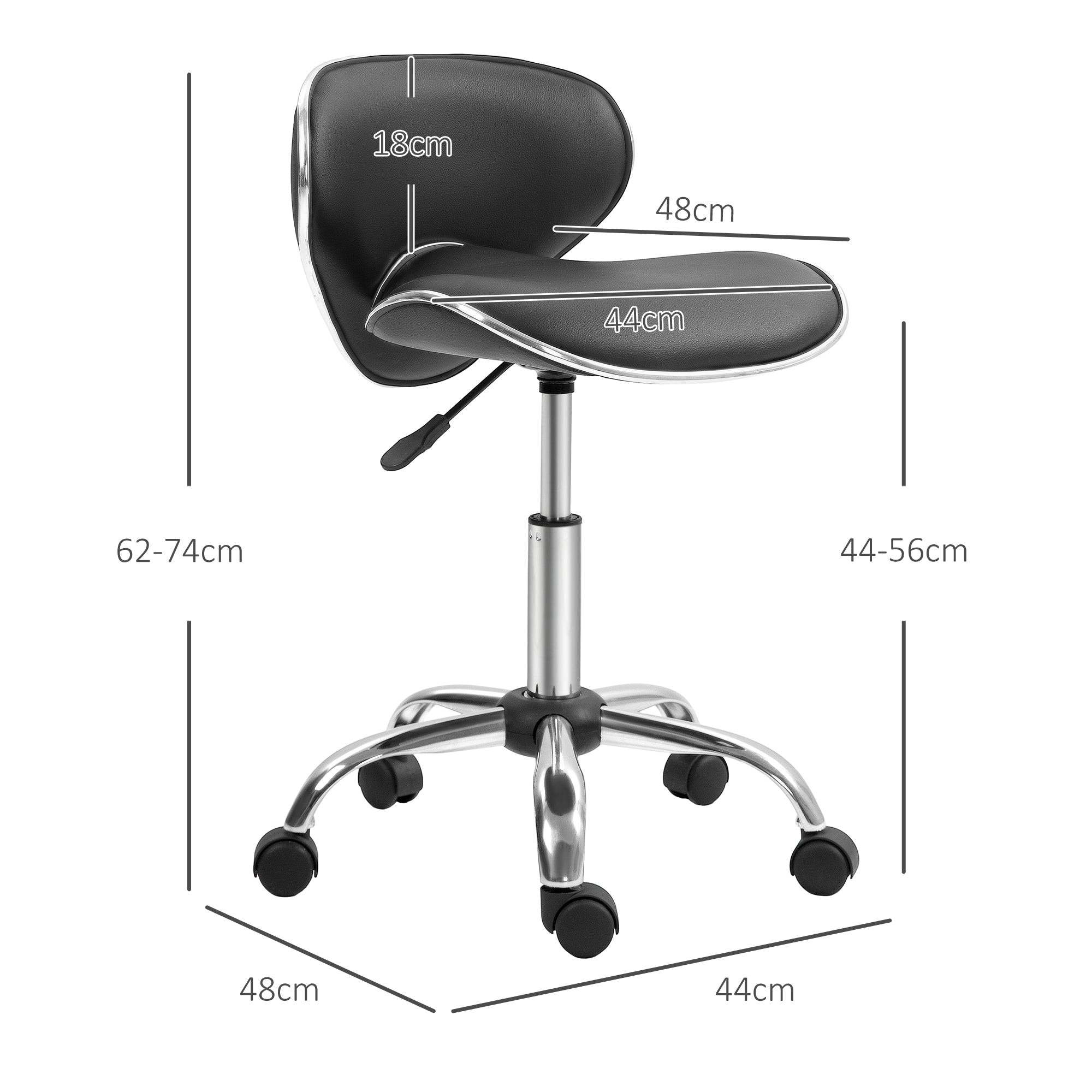 HOMCOM Adjustable Rolling Swivel Beauty Salon Chair, Stool for Spa, Black - North Peak Garden Furniture