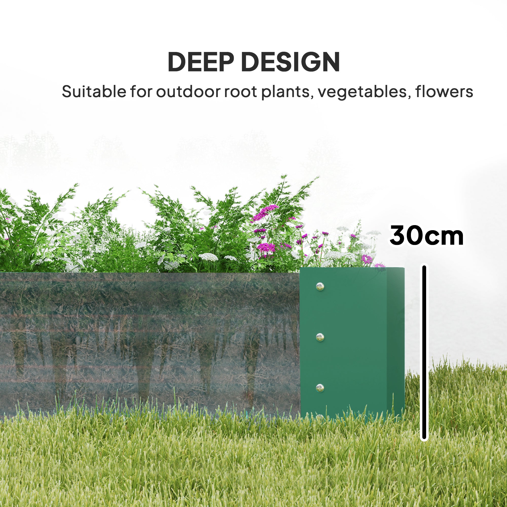 Outsunny 180 x 90cm Galvanised Steel Open Planter - Green - North Peak Garden Furniture