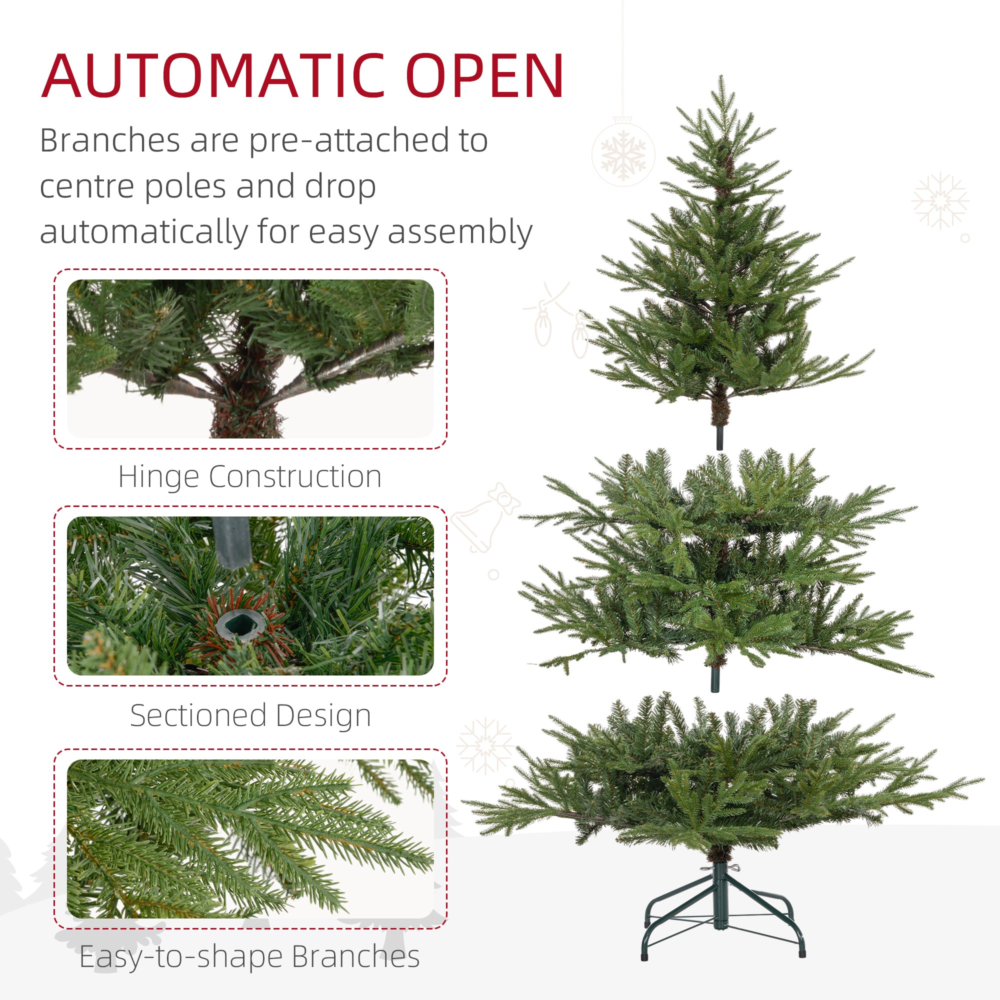 HOMCOM 5ft Bushy and Bare Artificial Christmas Tree - Green - North Peak Garden Furniture