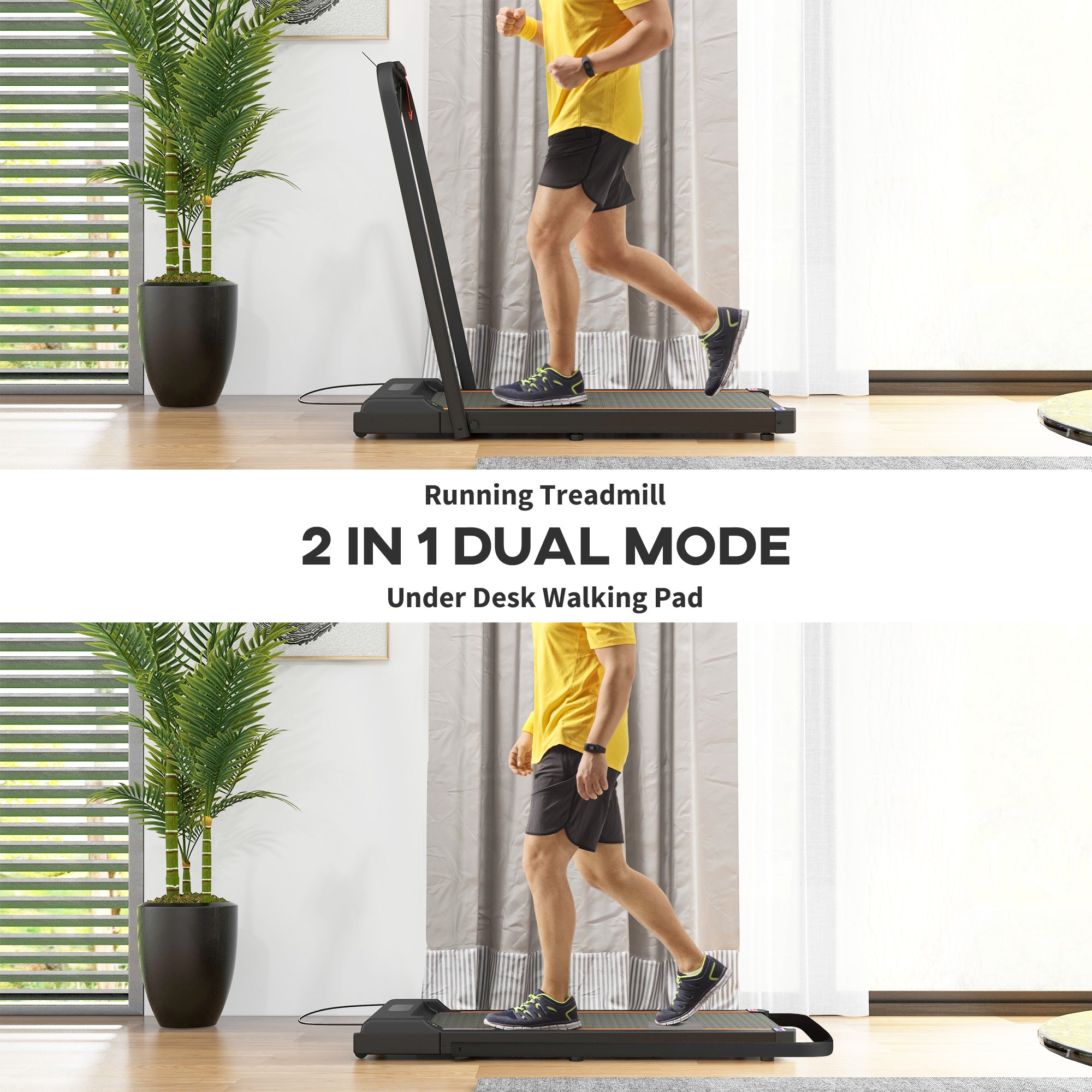 SPORTNOW 2.5HP Walking Pad, 1-6km/h Folding Treadmill with Remote Control and LED Display for Home Gym Office, Orange - North Peak Garden Furniture