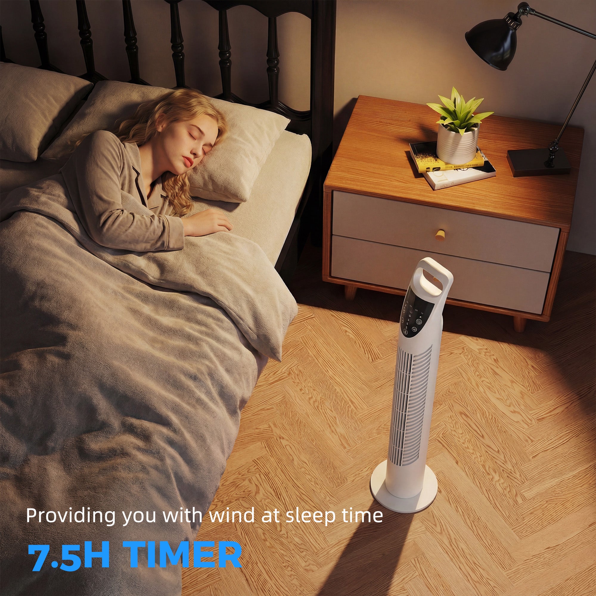 HOMCOM Tower Fan Oscillating 3 Speeds 3 Winds 40W w/ RC Timer Quiet - White