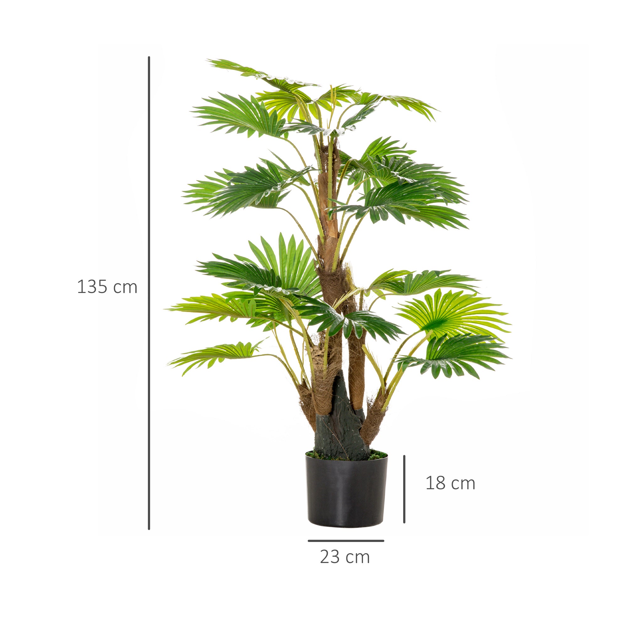 HOMCOM 2 Pack Artificial Plant Palm Tree in Pot, Fake Plants for Home Indoor Outdoor Decor, 135cm, Green