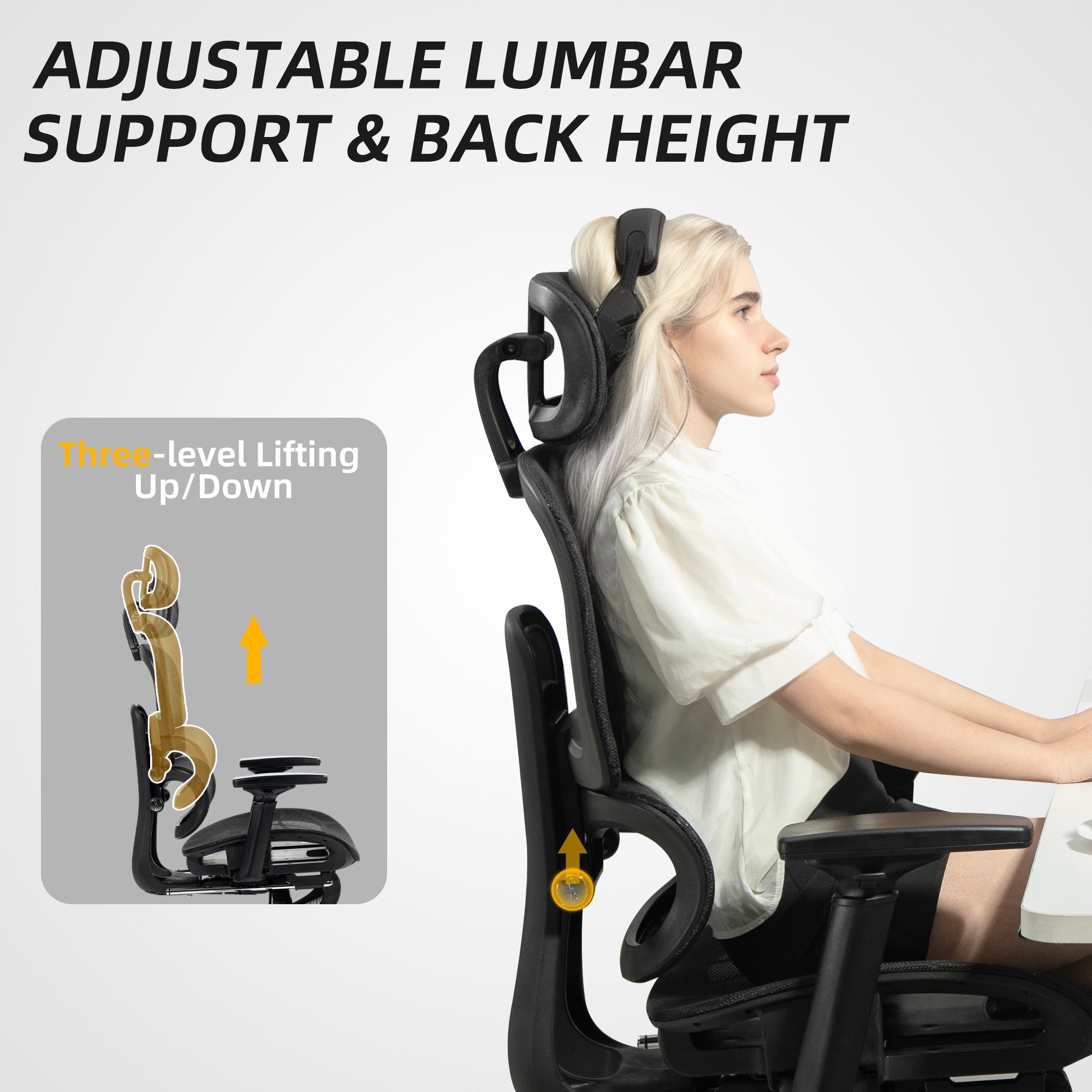 HOMCOM Executive Office Chair, Ergonomic Mesh High Back Desk Chair with Lumbar Support, Reclining Function, Swivel Computer Chair with 3D Armrest, Headrest, Footrest, Black