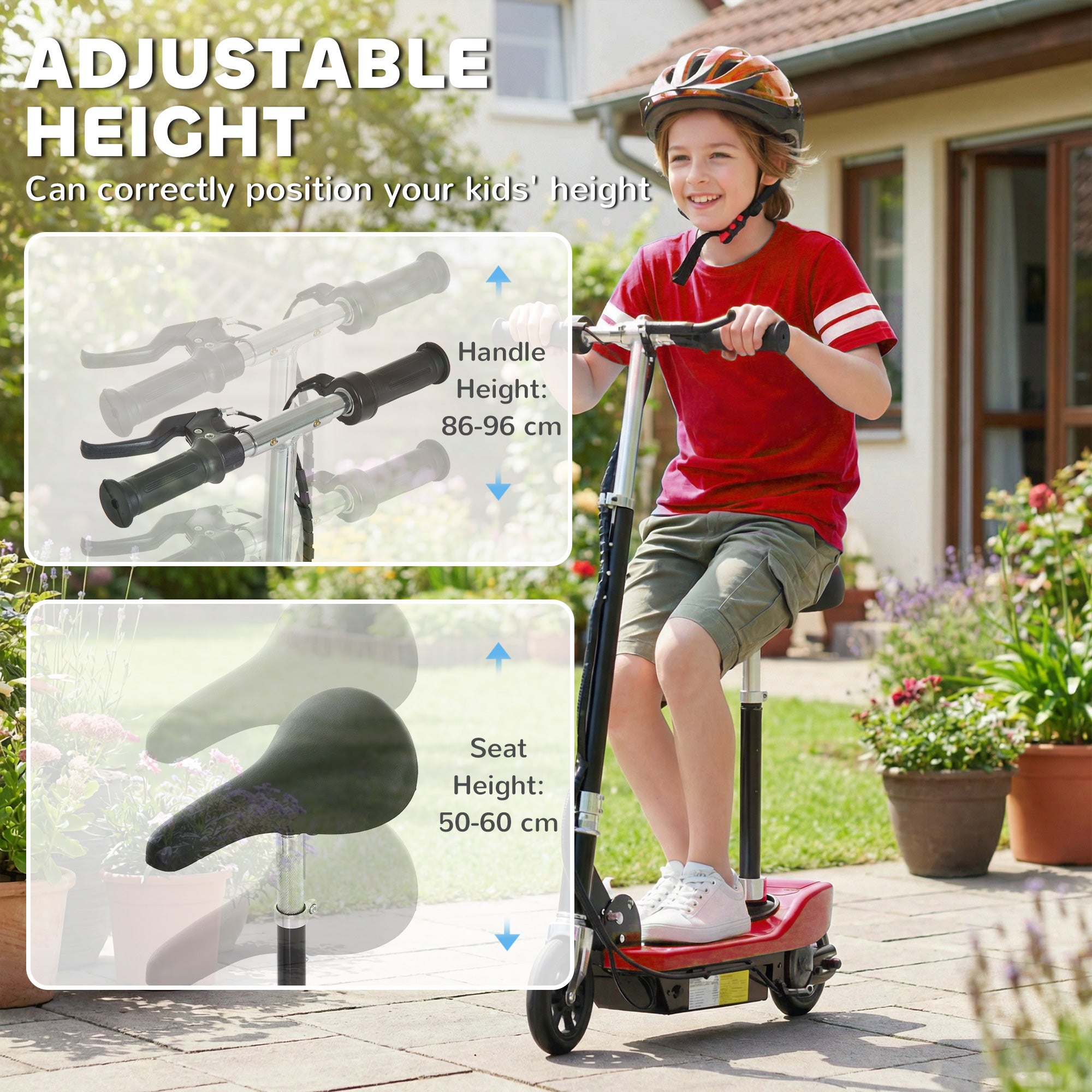 HOMCOM Outdoor Ride On Powered Scooter Sporting Toy 120W Motor Bike 2 x 12V Battery - Red