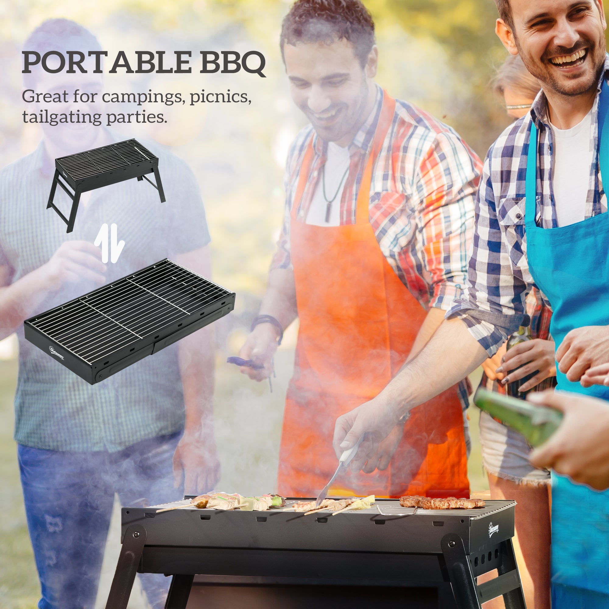 Outsunny Foldable Charcoal Grill - Black - North Peak Garden Furniture