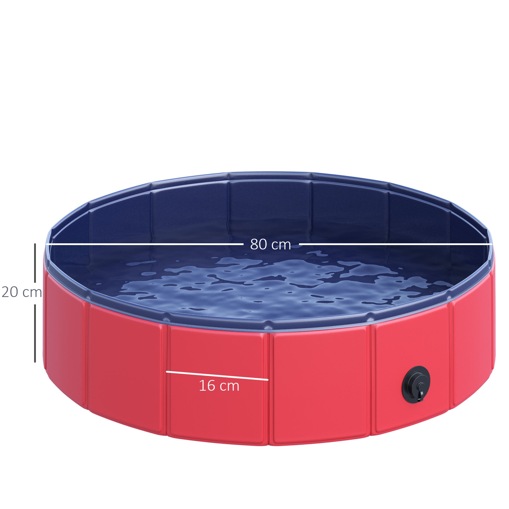 PawHut Foldable Dog Paddling Pool Pet Cat Swimming Pool Indoor/Outdoor Collapsible Summer Bathing Tub Shower Tub Puppy Washer (Φ80 × 20H cm, Red) - North Peak Garden Furniture