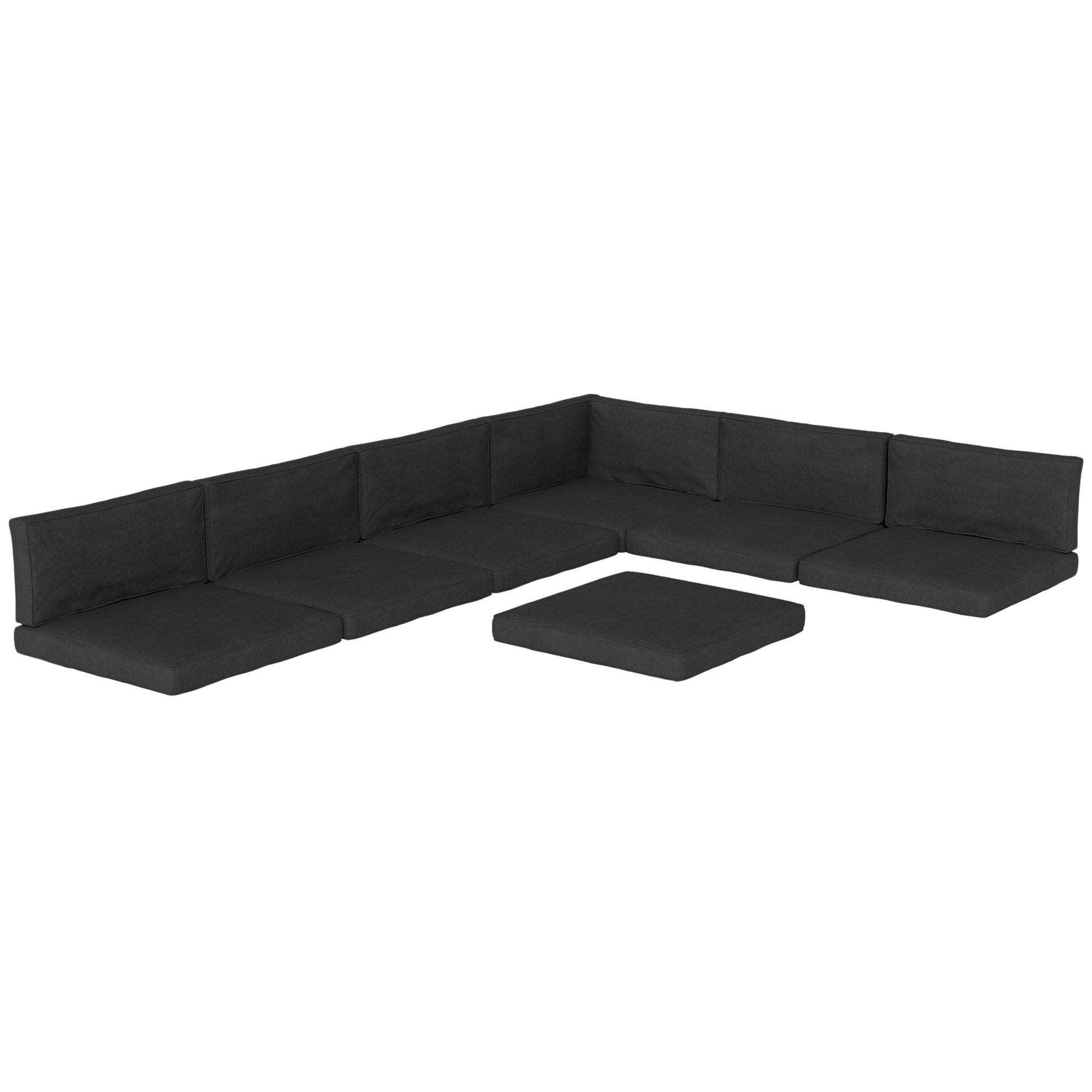 Outsunny Replacement Cushions for Rattan Furniture, 14 Piece Outdoor Seat Cushion Pad for Patio Conversation Set, 7 Seat Cushions and 7 Back Cushions, Black - North Peak Garden Furniture