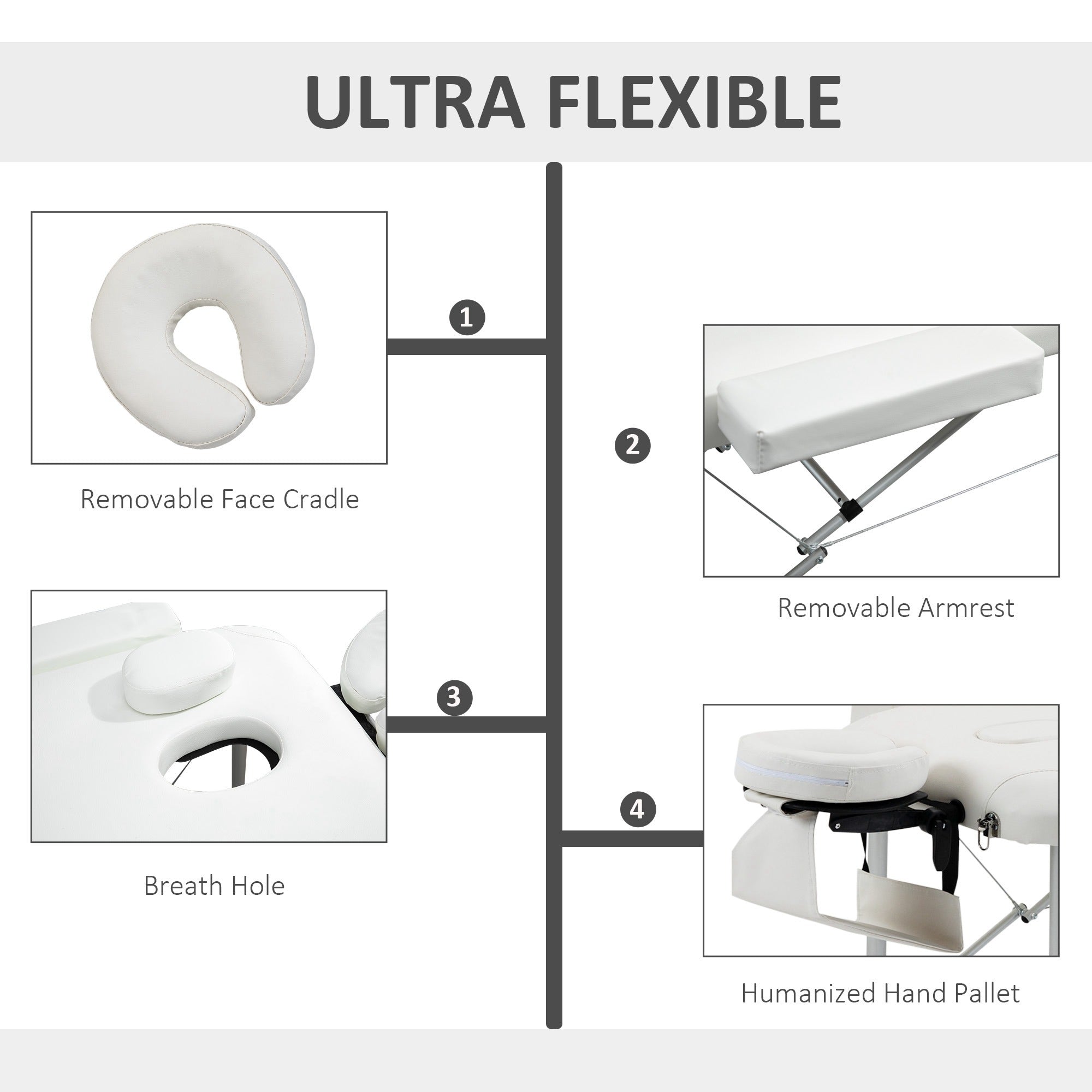 HOMCOM Foldable Massage Table Professional Salon SPA Facial Couch Bed White - North Peak Garden Furniture