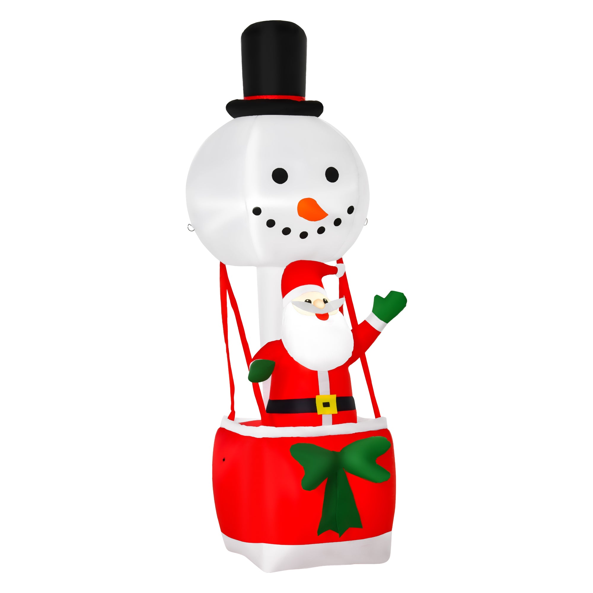 HOMCOM 8ft Christmas Inflatable Decoration with Santa Claus on Snowman Hot Air Balloon, Blow Up Xmas Decor for Outdoor Indoor with LED Lights