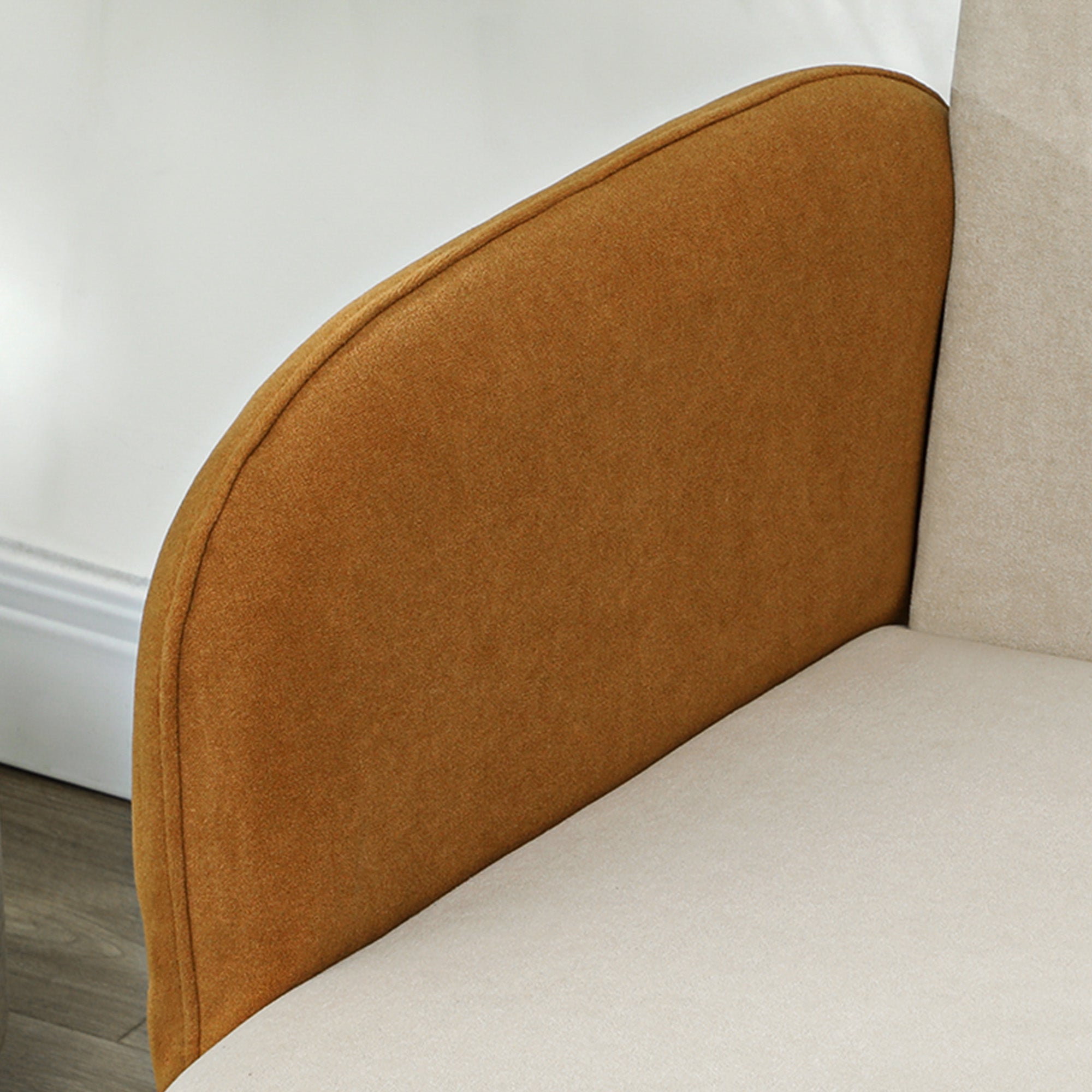 HOMCOM Two-Seater Velvet-Feel Mid Century Sofa - Cream/Orange - North Peak Garden Furniture
