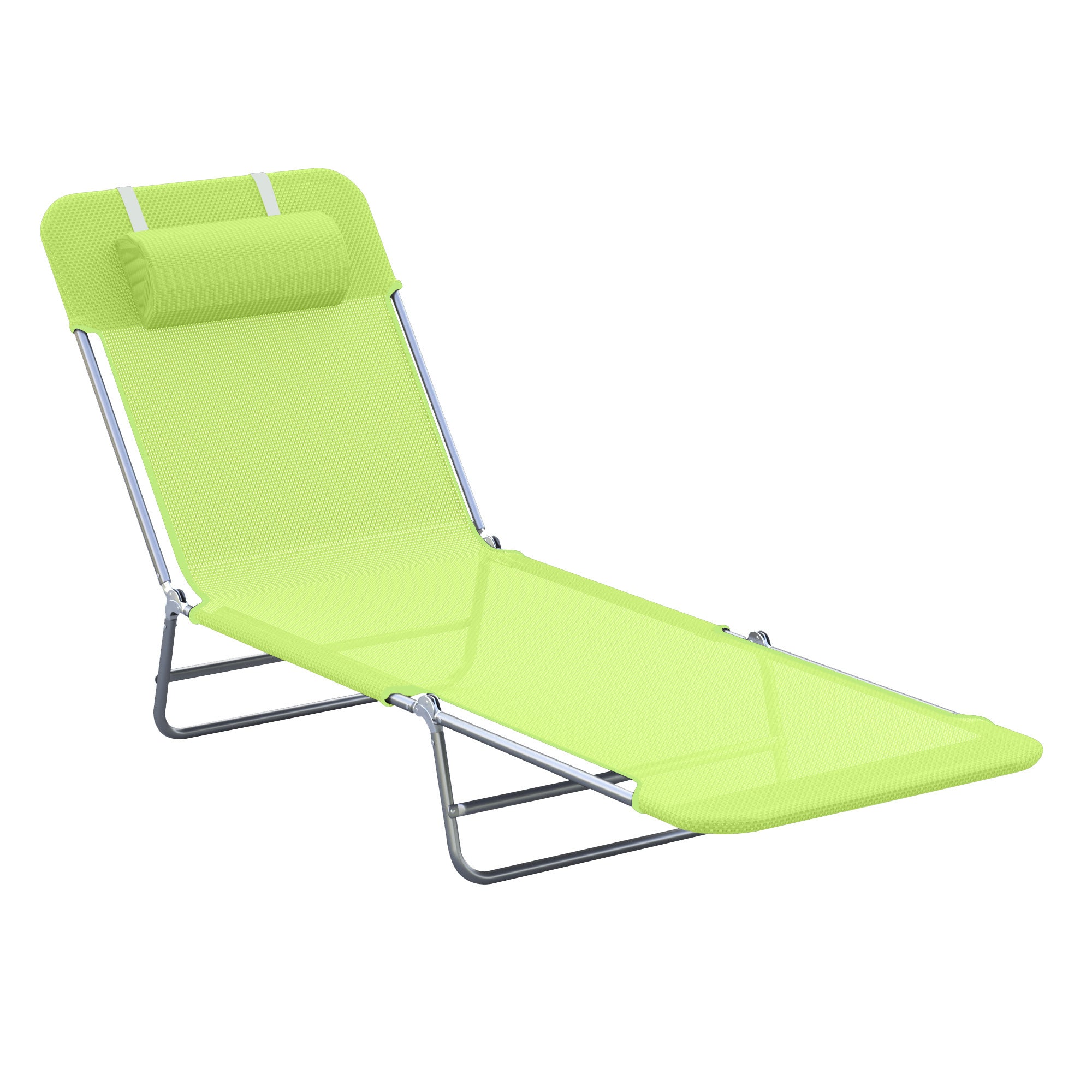 Outsunny Single Folding Sun Lounger - Green - North Peak Garden Furniture