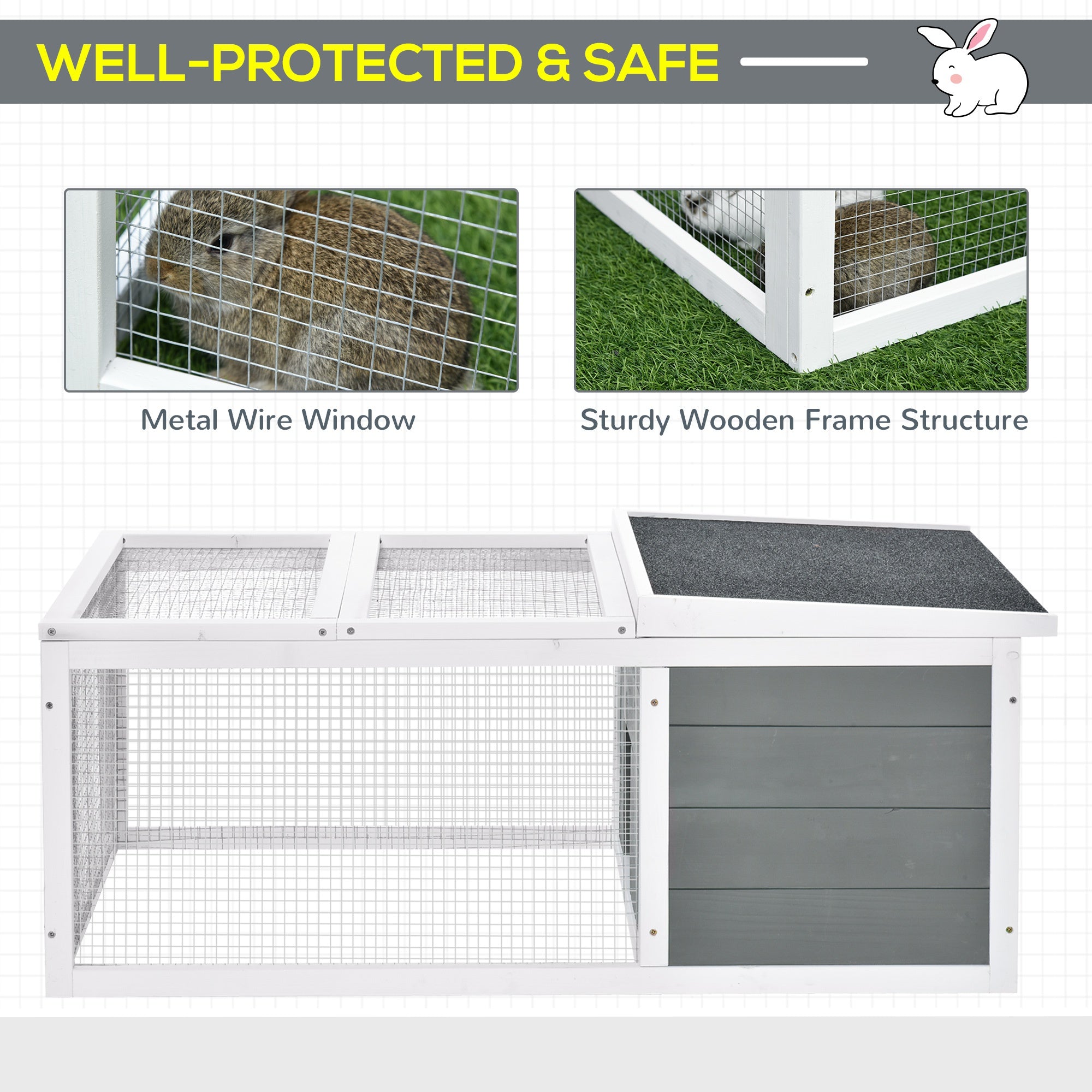 PawHut Guinea Pigs Hutches Small Guinea Pigs Hutches Pet Run Cover, with Water-resistant Asphalt Roof - North Peak Garden Furniture