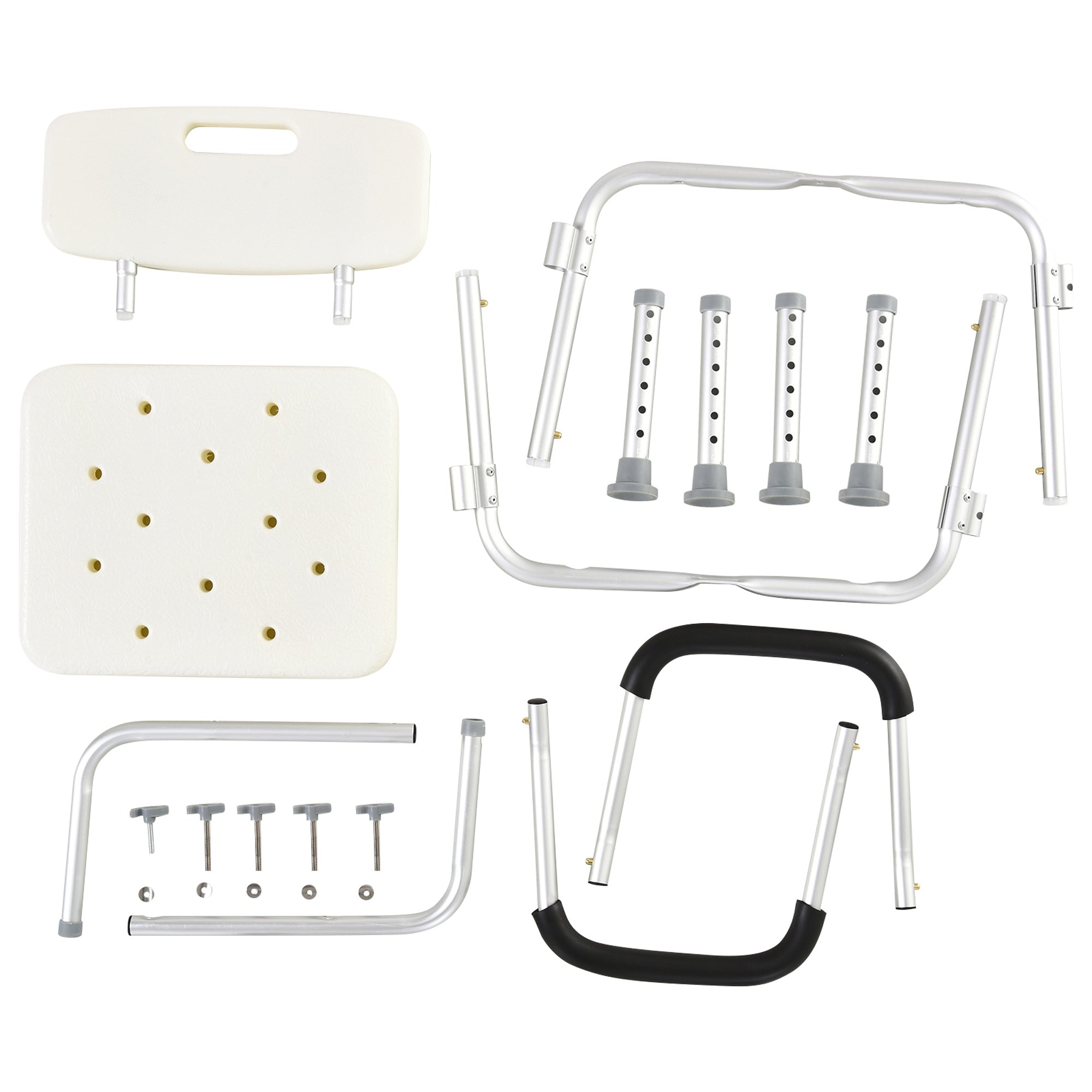 HOMCOM Adjustable Shower Chair, Shower Seat, Portable Medical Stool with Adjustable Back and Armrest for Mobility - North Peak Garden Furniture