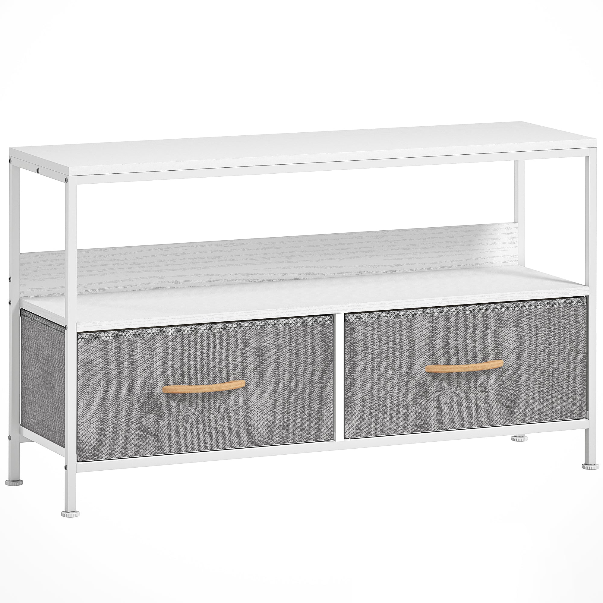 HOMCOM TV Stand Cabinet with 2 Foldable Drawers - White - North Peak Garden Furniture