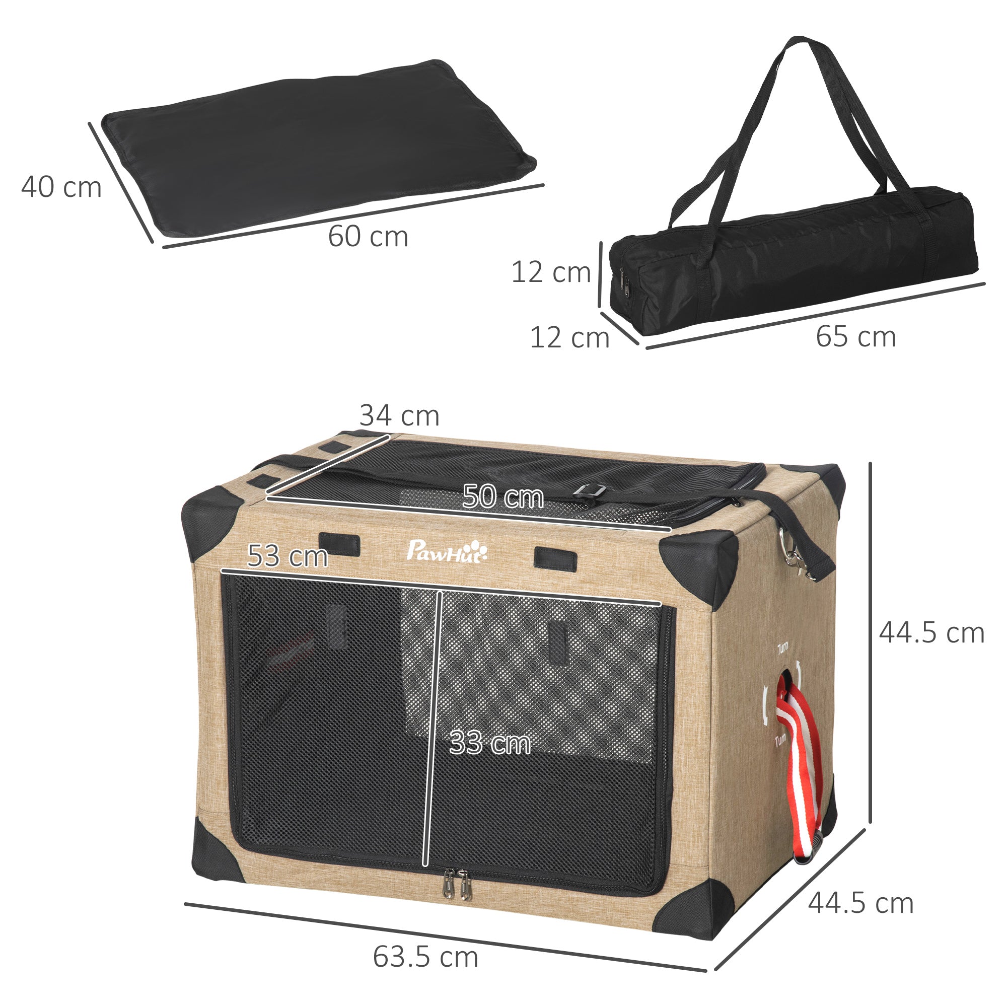 PawHut Foldable Pet Carrier, with Cushion, for Small Dogs and Cats - North Peak Garden Furniture