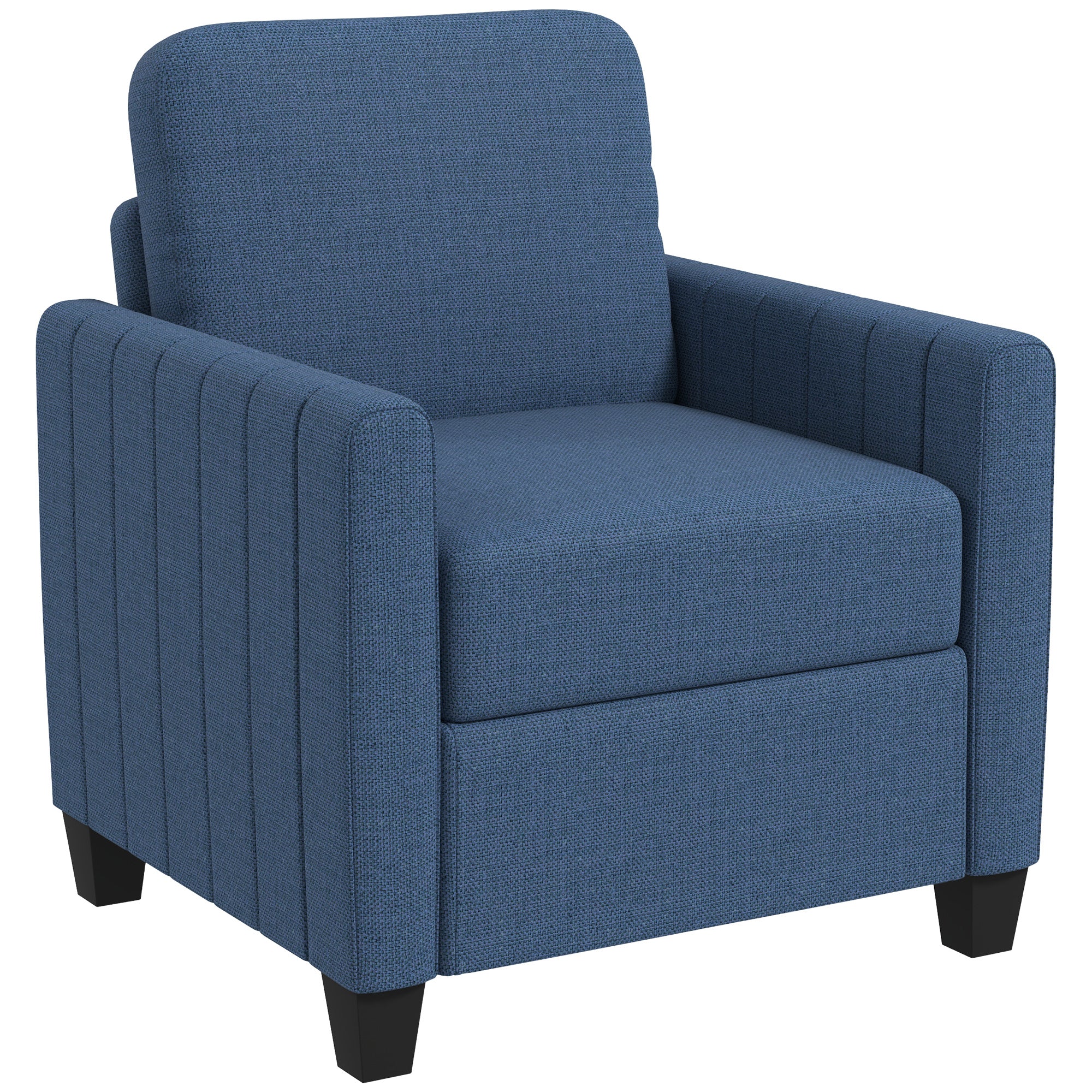 HOMCOM Modern Boxy Linen-Look Armchair - Blue - North Peak Garden Furniture