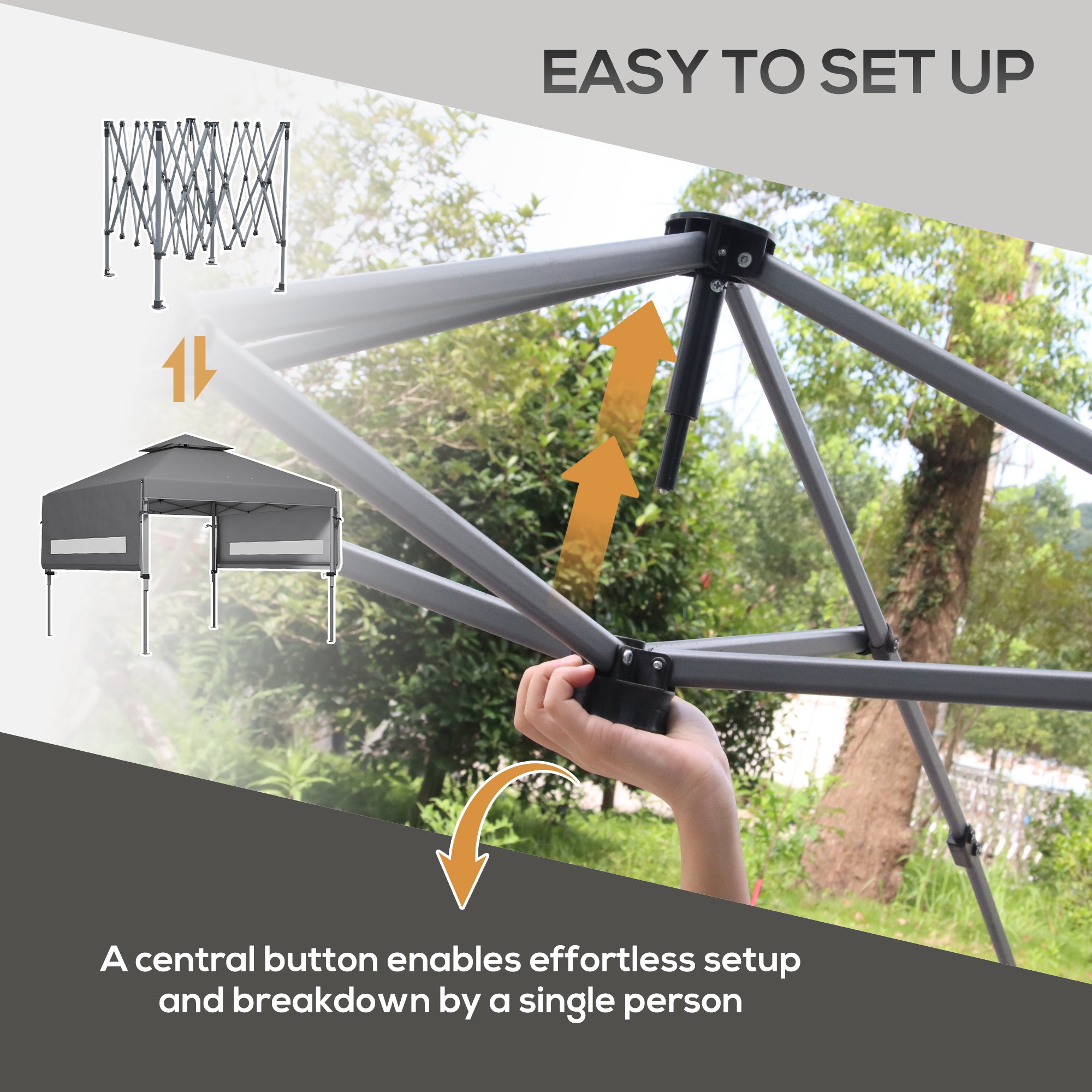 Outsunny 5 x 3m Height Adjustable Pop-Up Gazebo, with Accessories - Grey - North Peak Garden Furniture