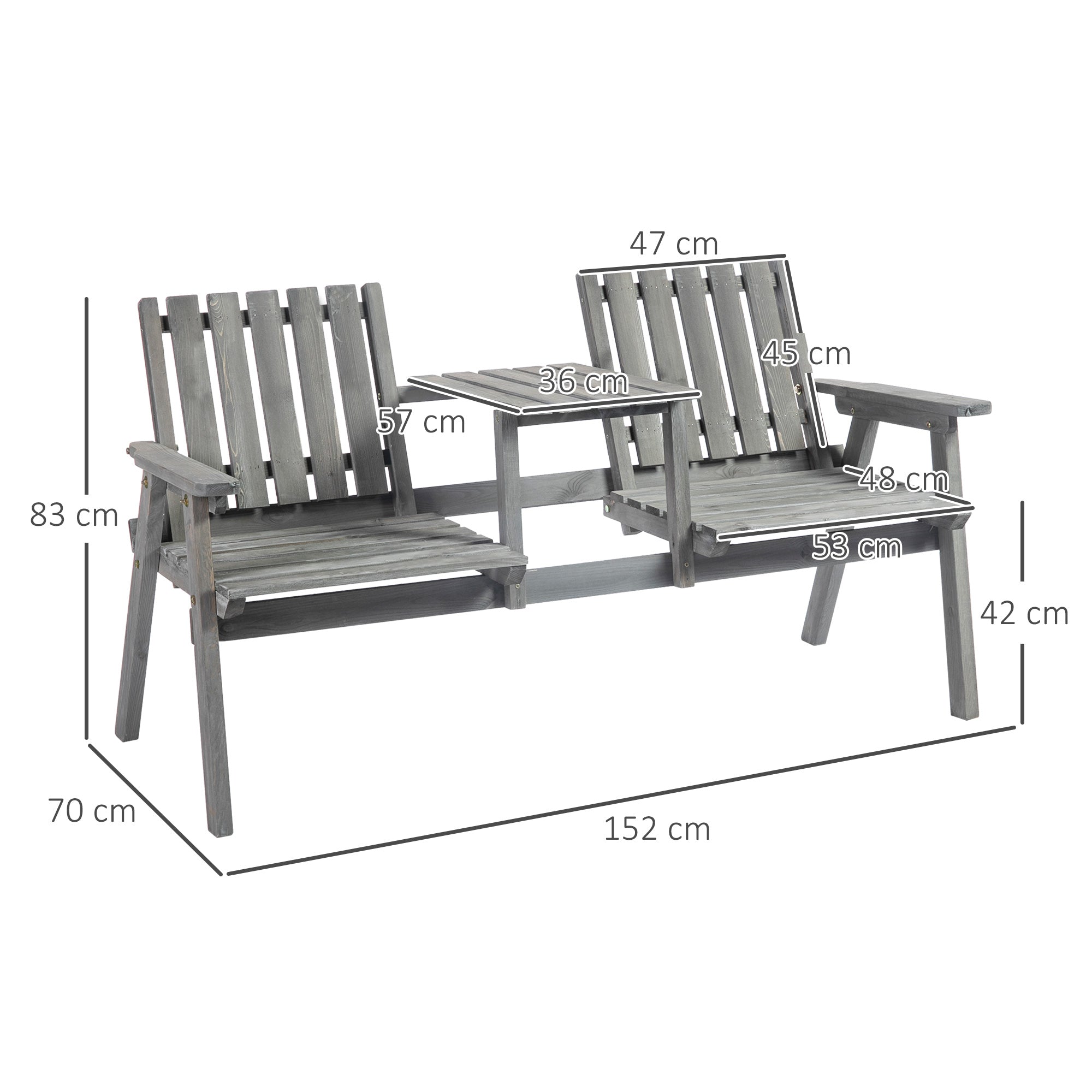 Outsunny 2-Seater Garden Bench Antique Loveseat for Yard, Lawn, Porch, Patio, Steel, Grey - North Peak Garden Furniture