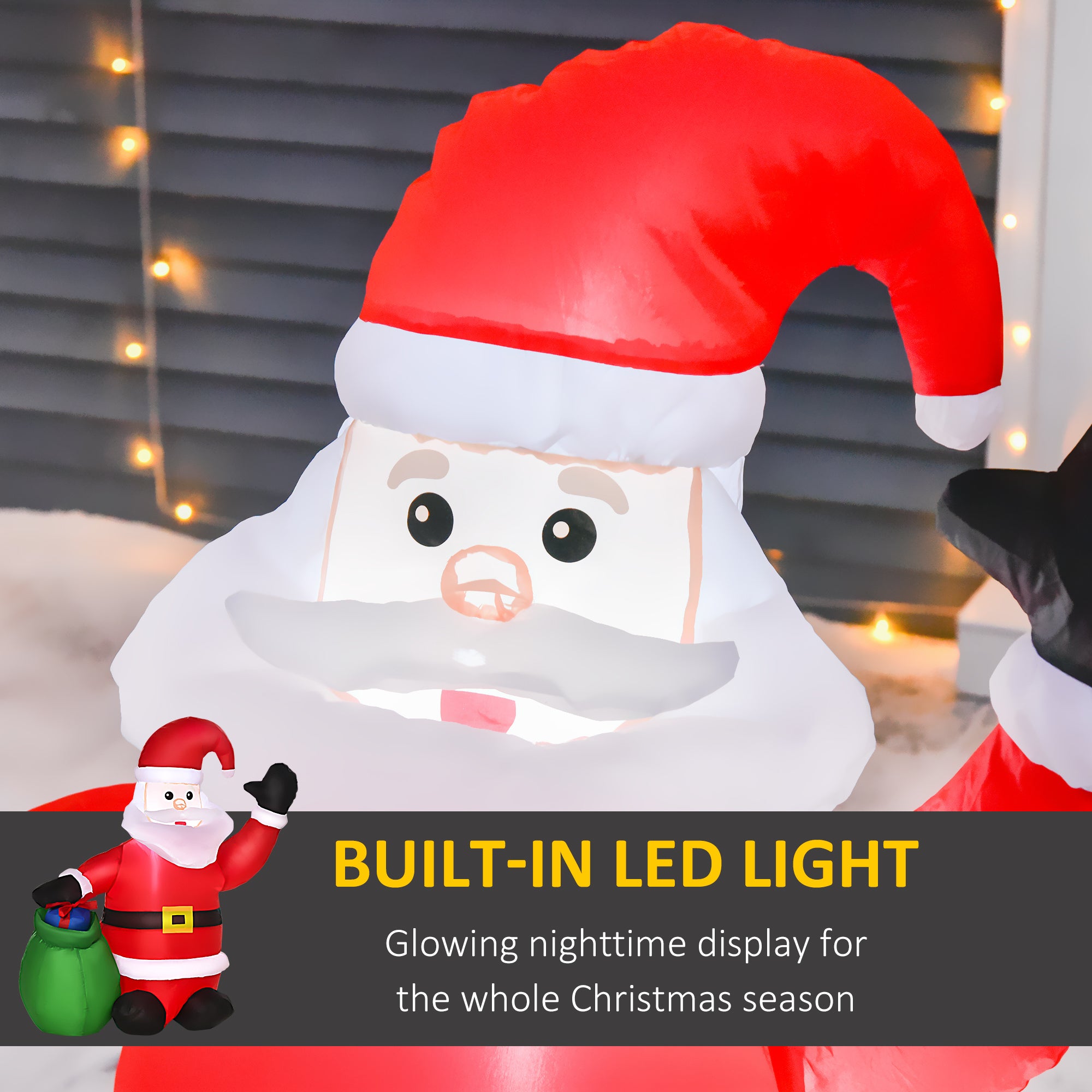 HOMCOM Inflatable Blow up Christmas Santa Claus 4ft LED Yard Holiday Decoration - North Peak Garden Furniture