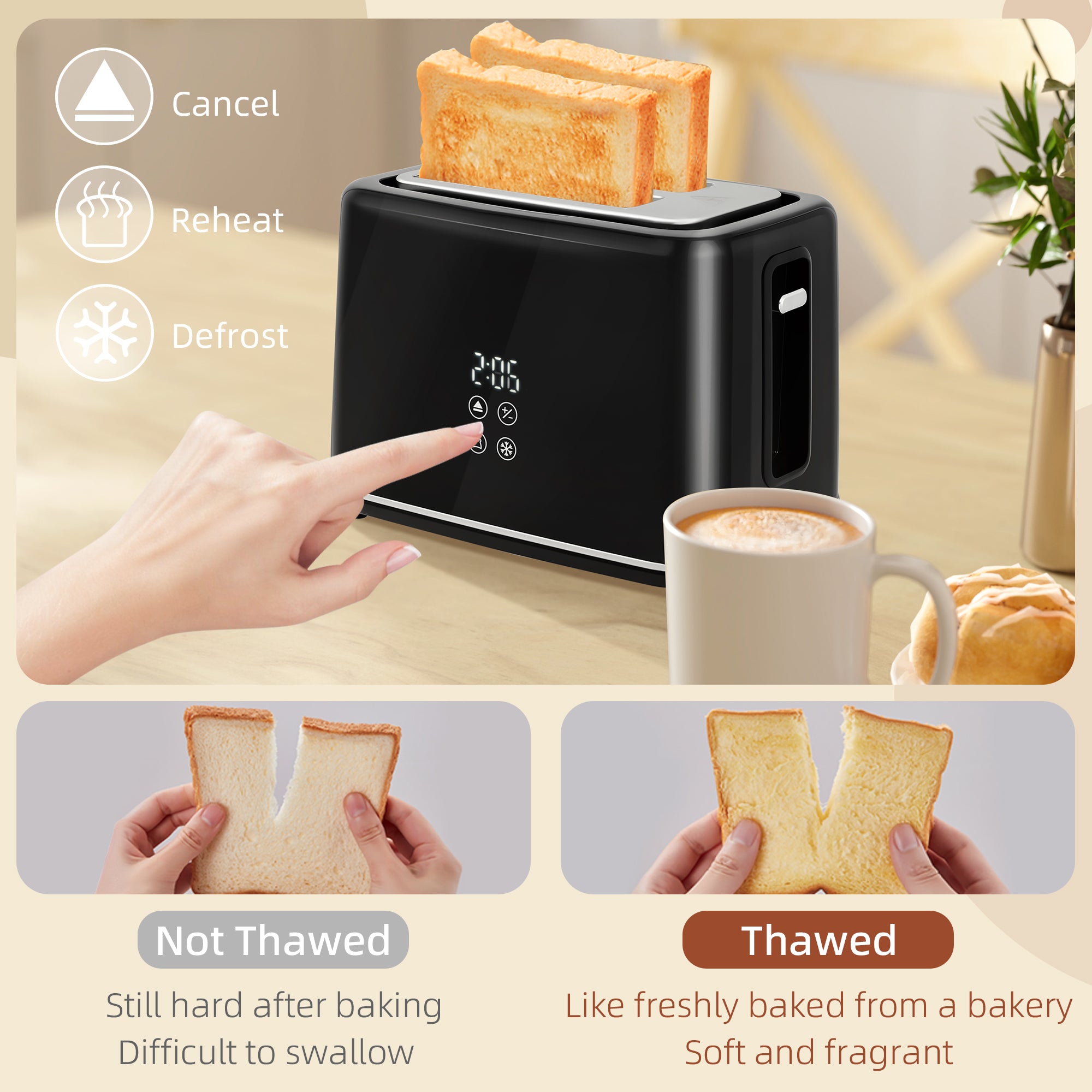 HOMCOM Kettle and Toaster Set, 1.5L 3000W Fast Boil Kettle with Insulation & 2 Slice Toaster Kitchen Set with 7 Level Browning Controls, Defrost, Reheat and Crumb Tray, Black - North Peak Garden Furniture