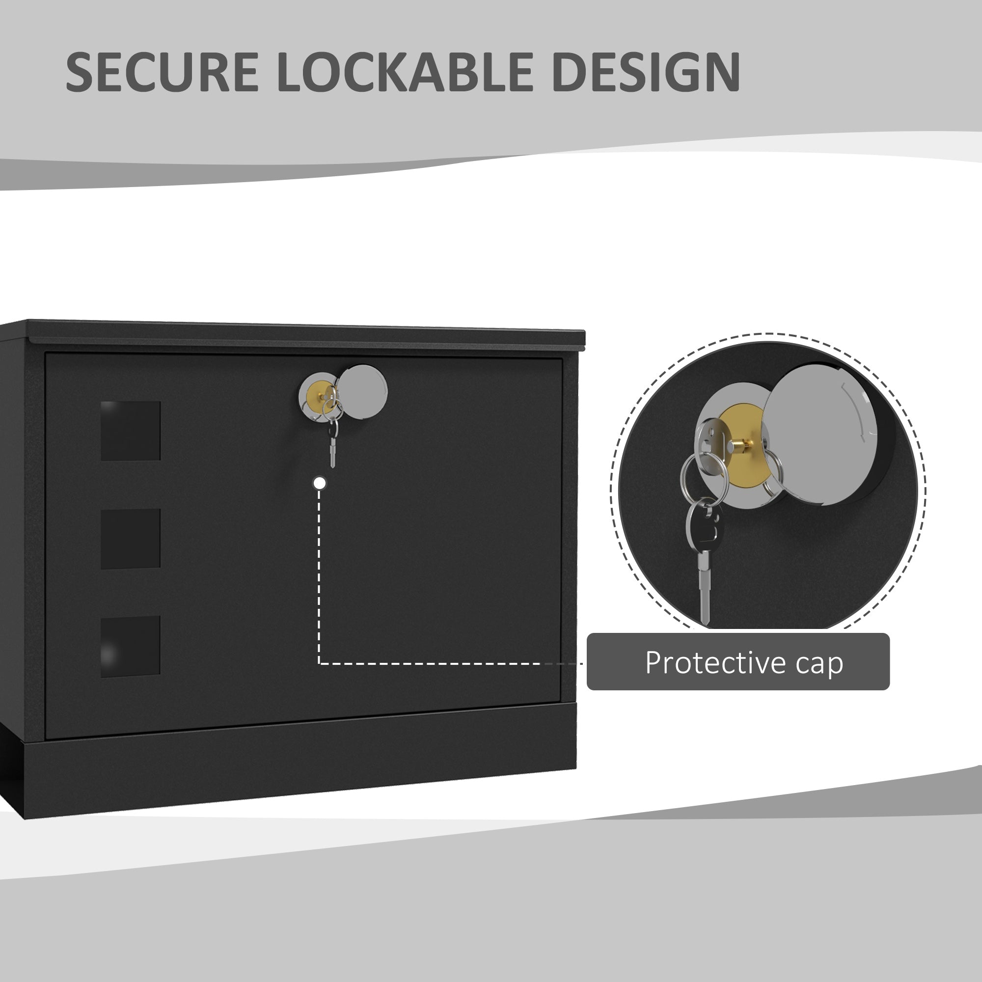 HOMCOM Wall Mounted Letterbox, Weatherproof Post Box, Modern Mailbox with 2 Keys and Viewing Windows, Easy to Install