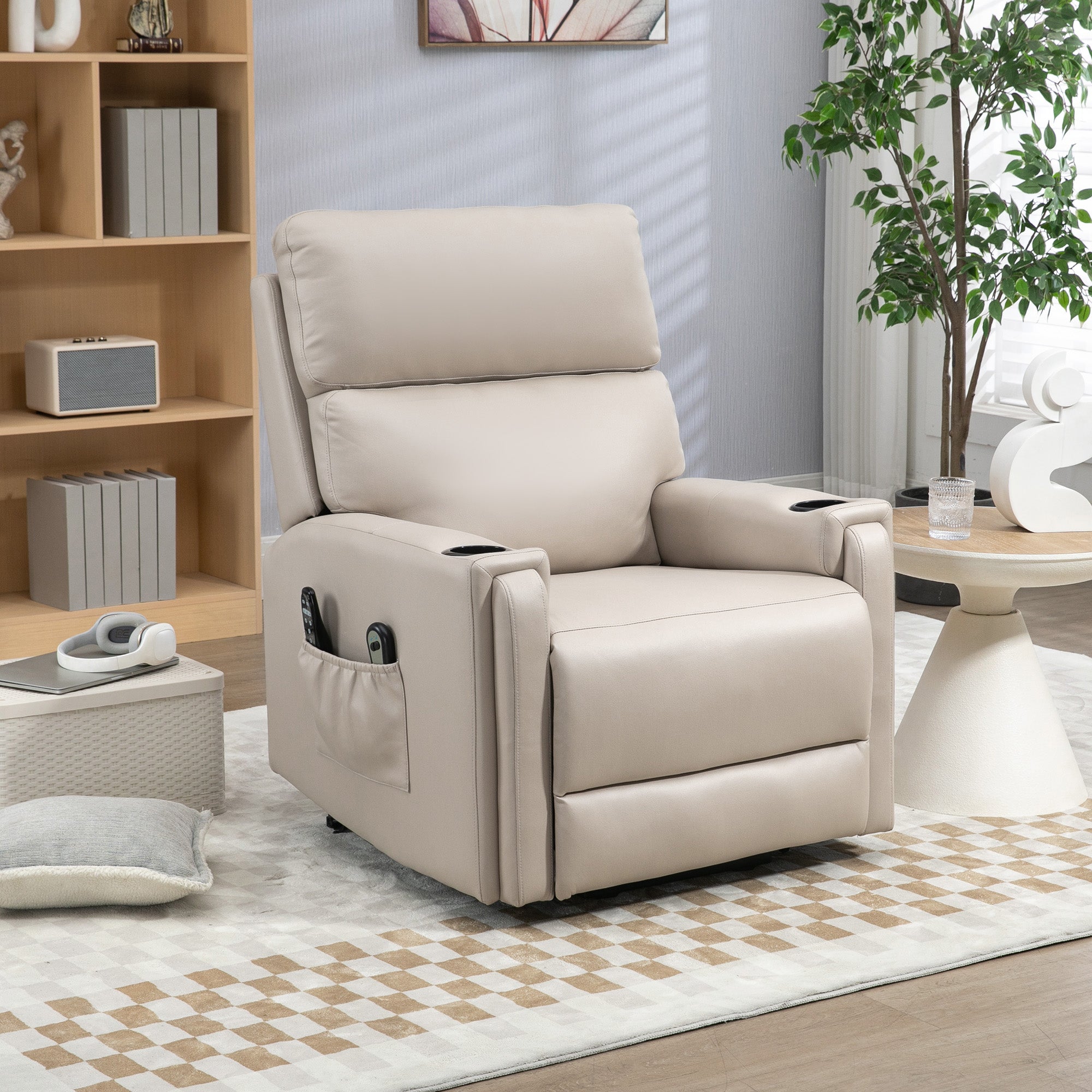 HOMCOM Electric Riser and Recliner Chair, with Massage and Heat - Beige